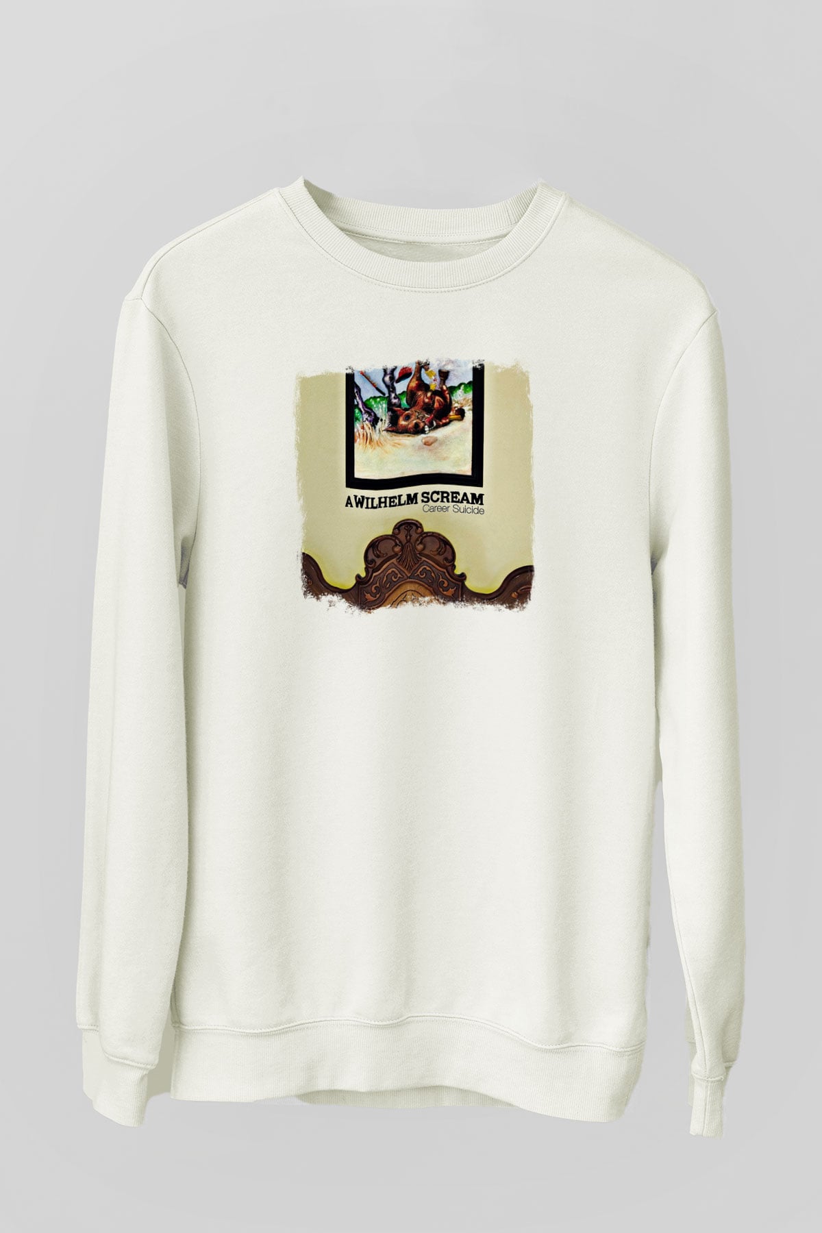 A Wilhelm Scream Baskılı Unisex Beyaz Sweatshirt