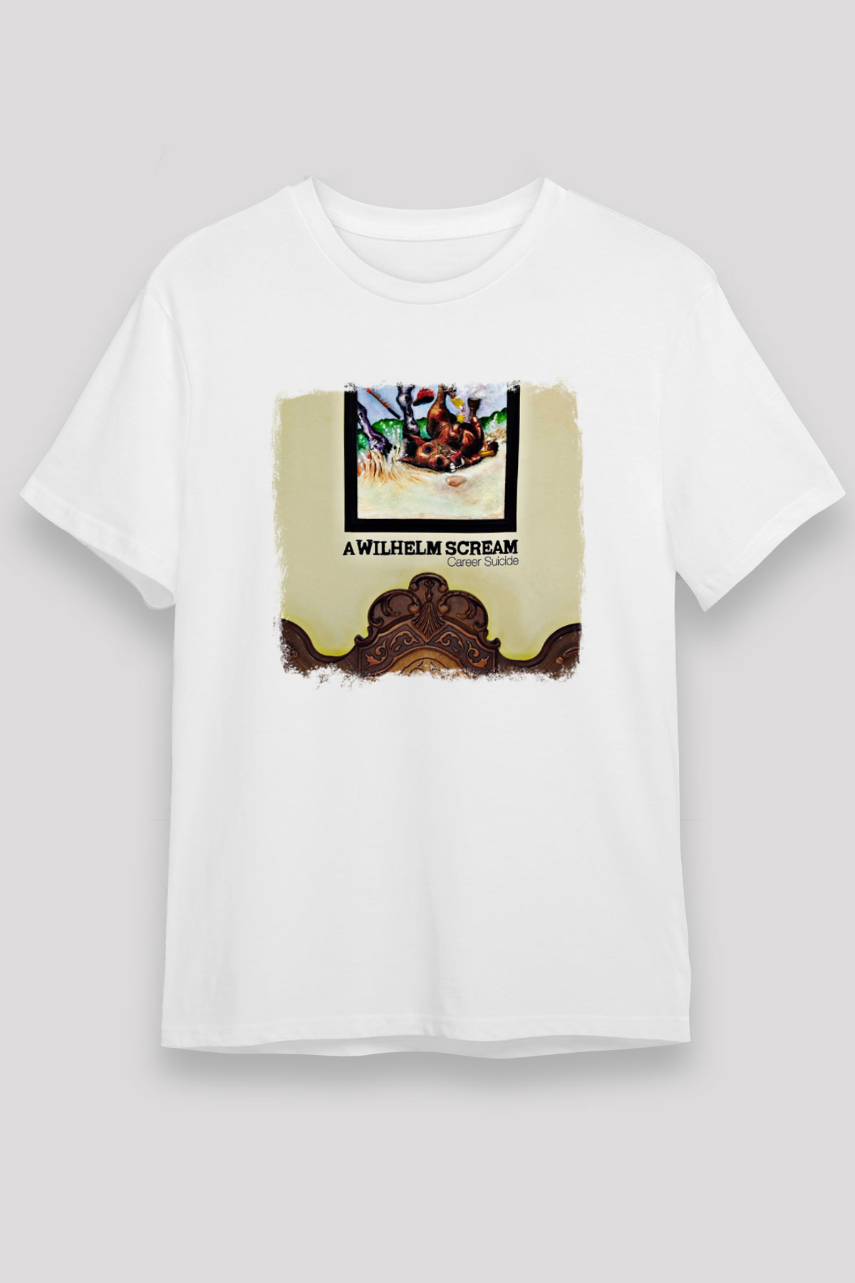 A Wilhelm Scream Baskılı Unisex Beyaz Tişört