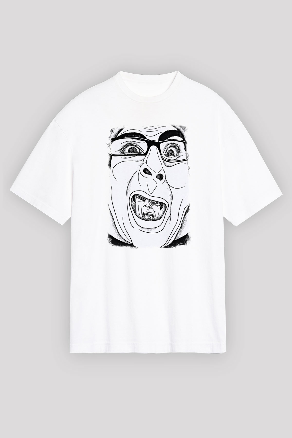 A Wilhelm Scream Baskılı Unisex Beyaz Oversize Tişört