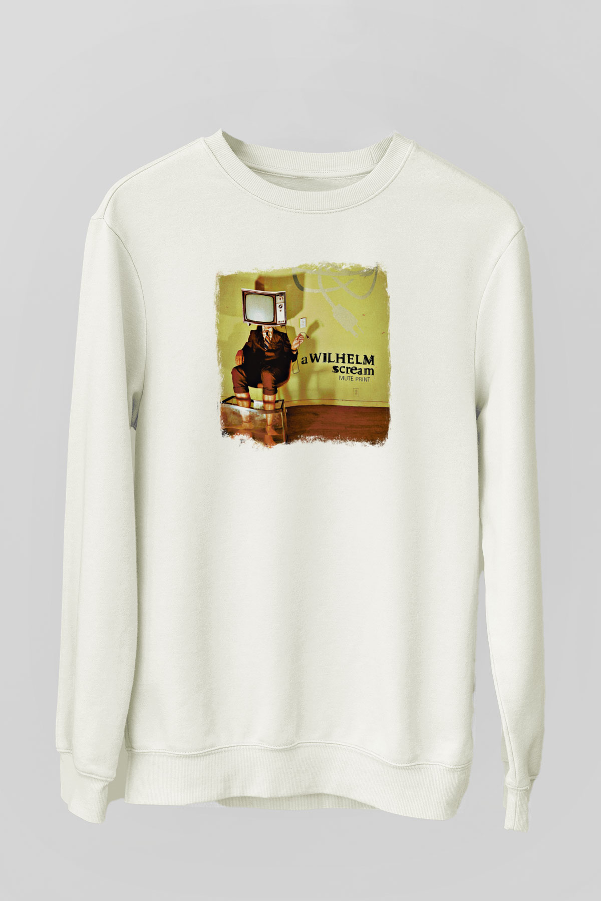 A Wilhelm Scream Baskılı Unisex Beyaz Sweatshirt