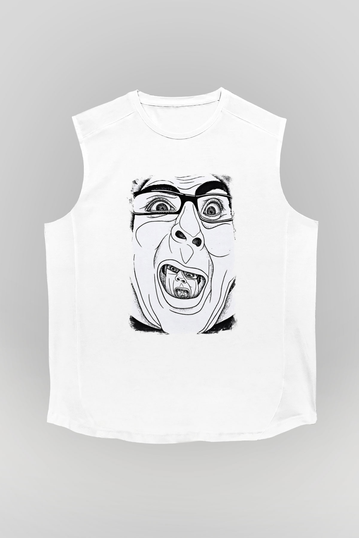 A Wilhelm Scream Baskılı Unisex Beyaz Kolsuz Tişört