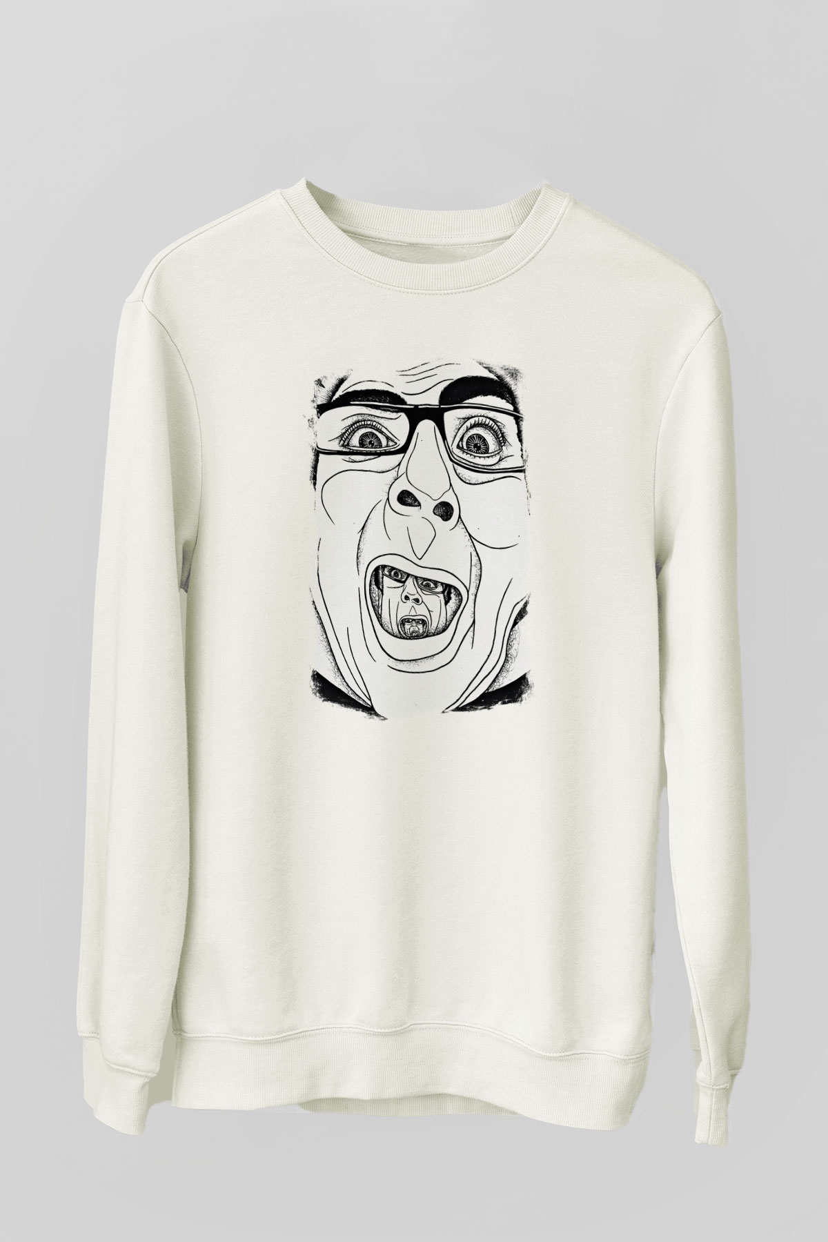 A Wilhelm Scream Baskılı Unisex Beyaz Sweatshirt