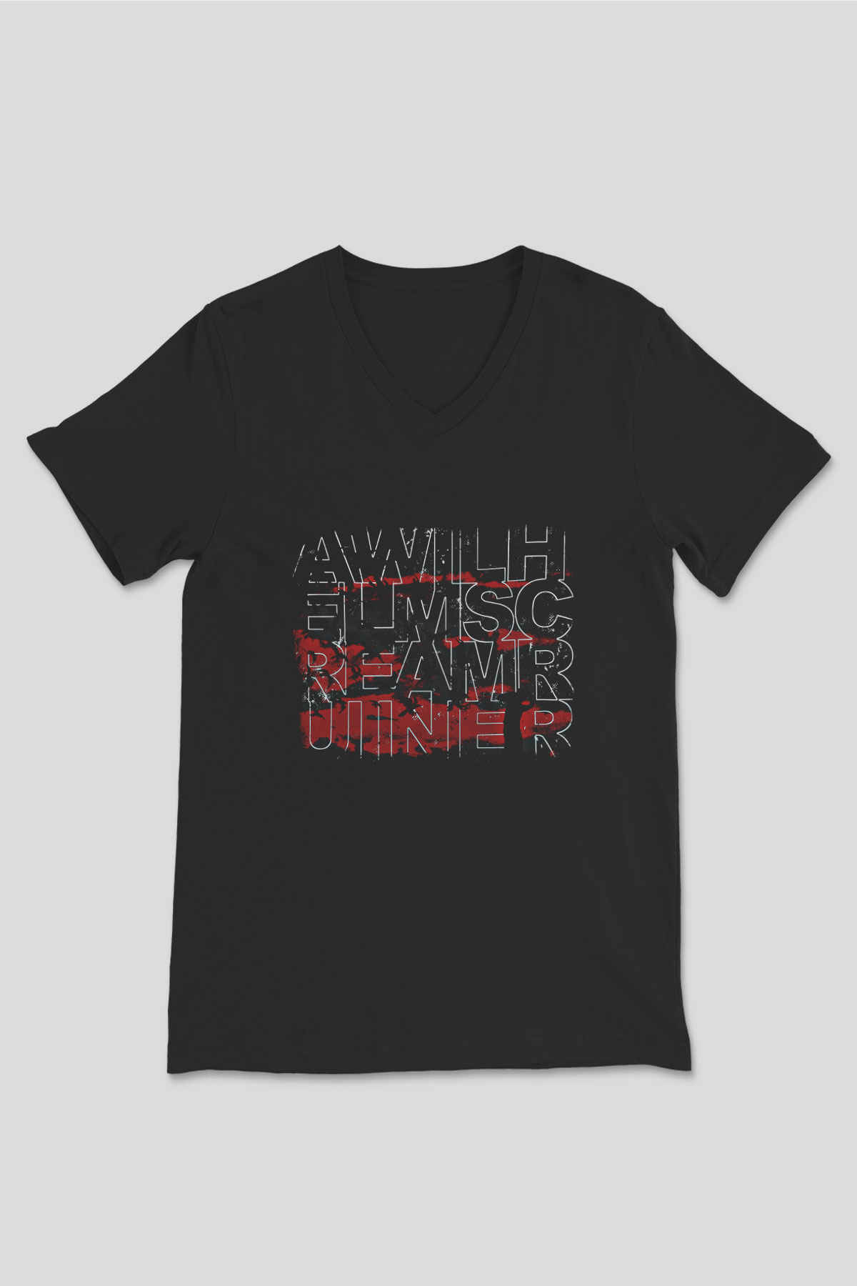 A Wilhelm Scream Baskılı Unisex Siyah V Yaka Tişört