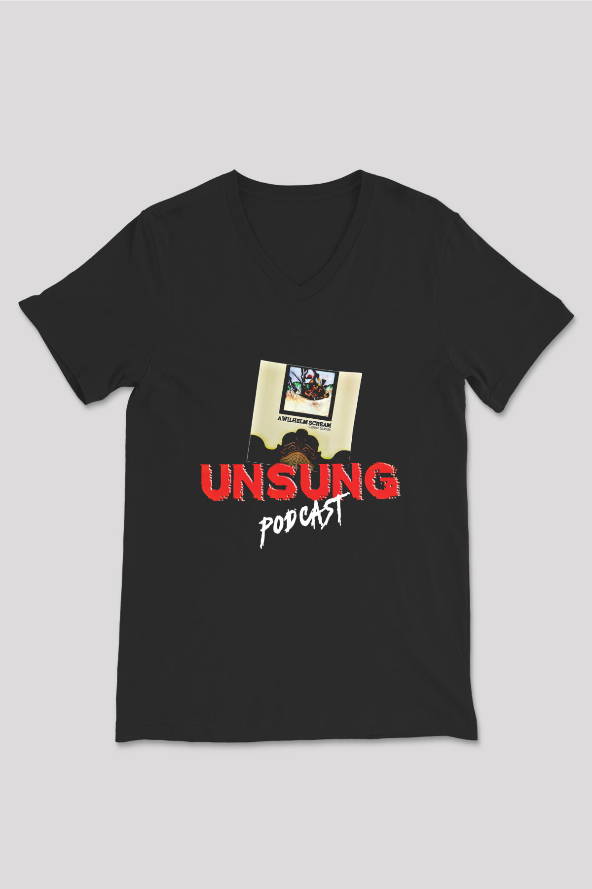 A Wilhelm Scream Baskılı Unisex Siyah V Yaka Tişört