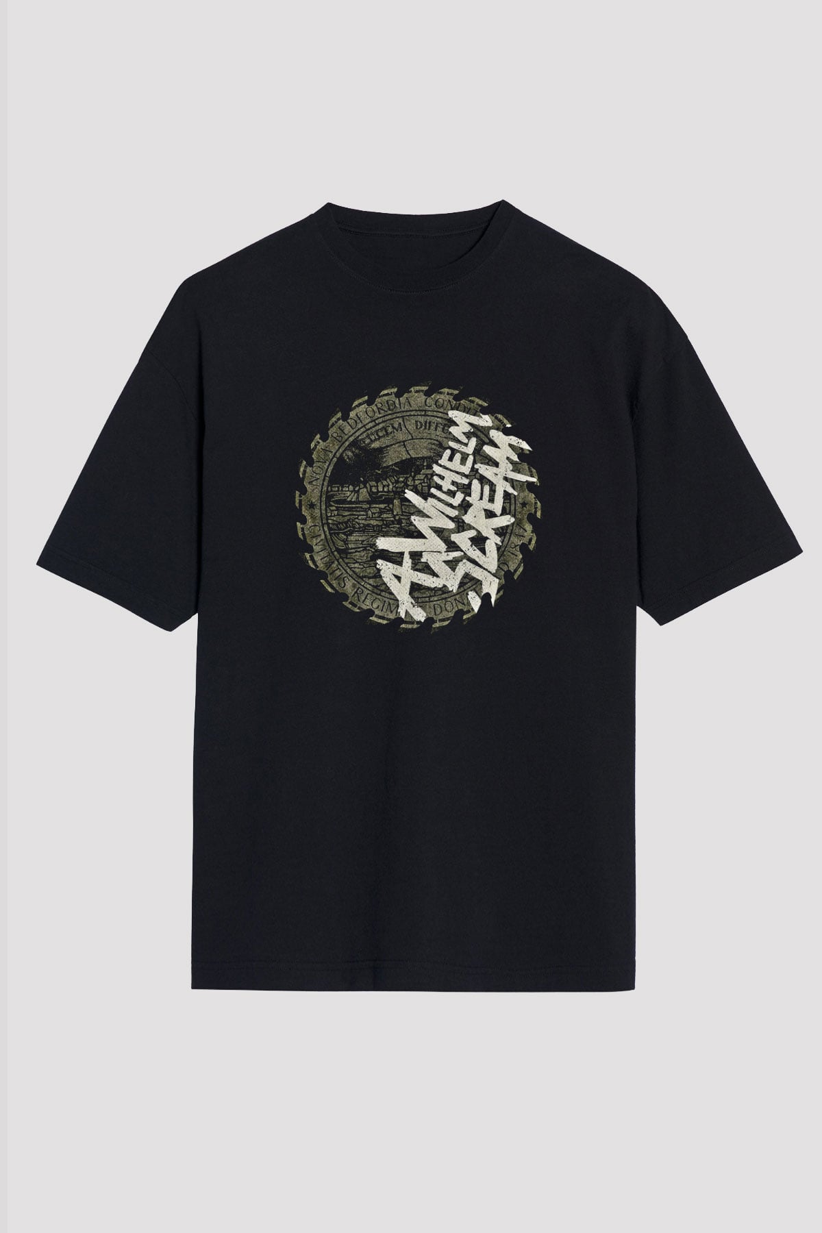 A Wilhelm Scream Baskılı Unisex Siyah Oversize Tişört