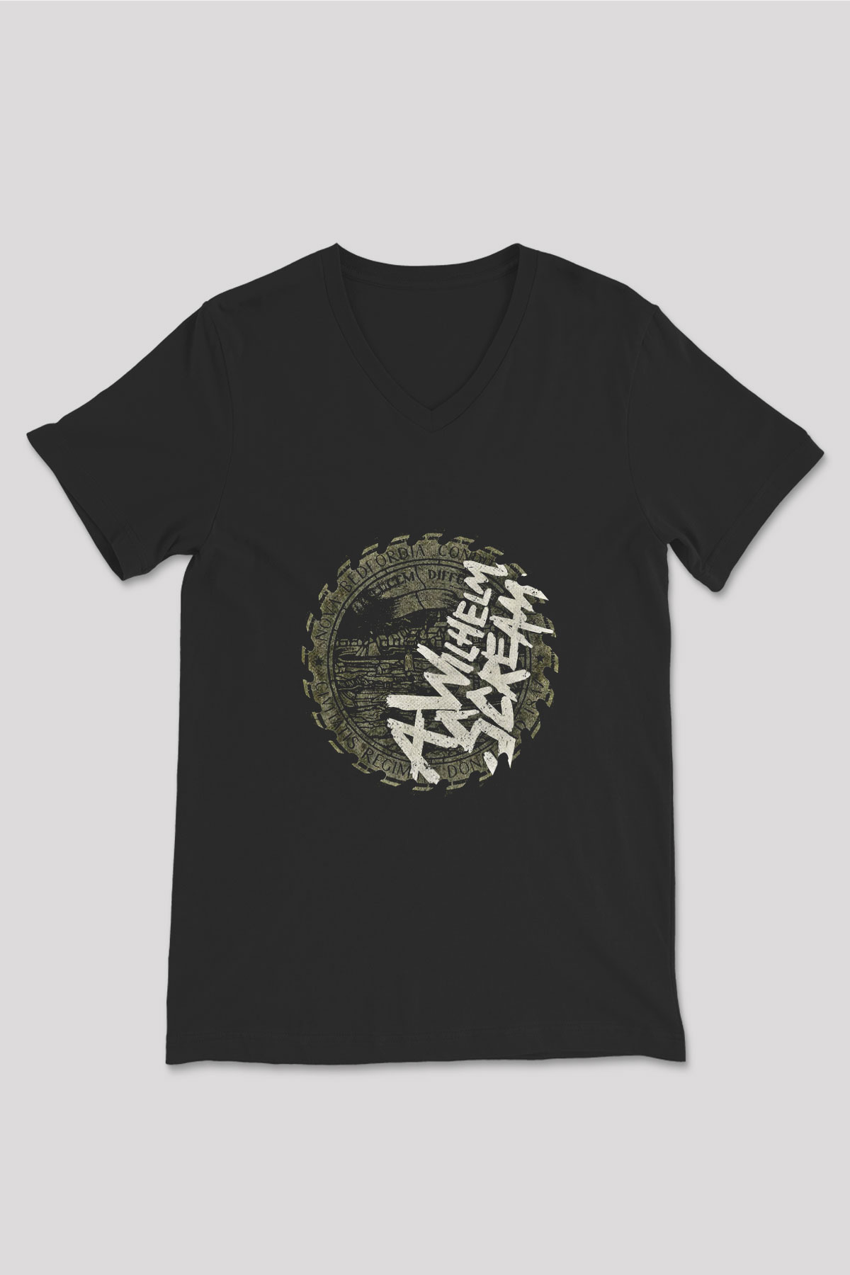 A Wilhelm Scream Baskılı Unisex Siyah V Yaka Tişört