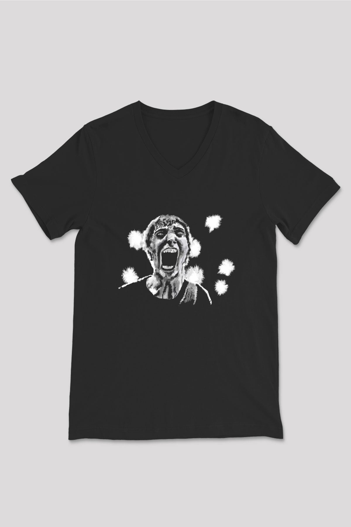 A Wilhelm Scream Baskılı Unisex Siyah V Yaka Tişört