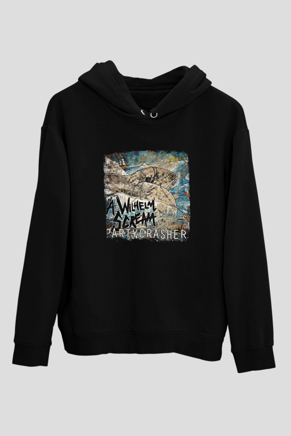 A Wilhelm Scream Baskılı Unisex Siyah Hoodie