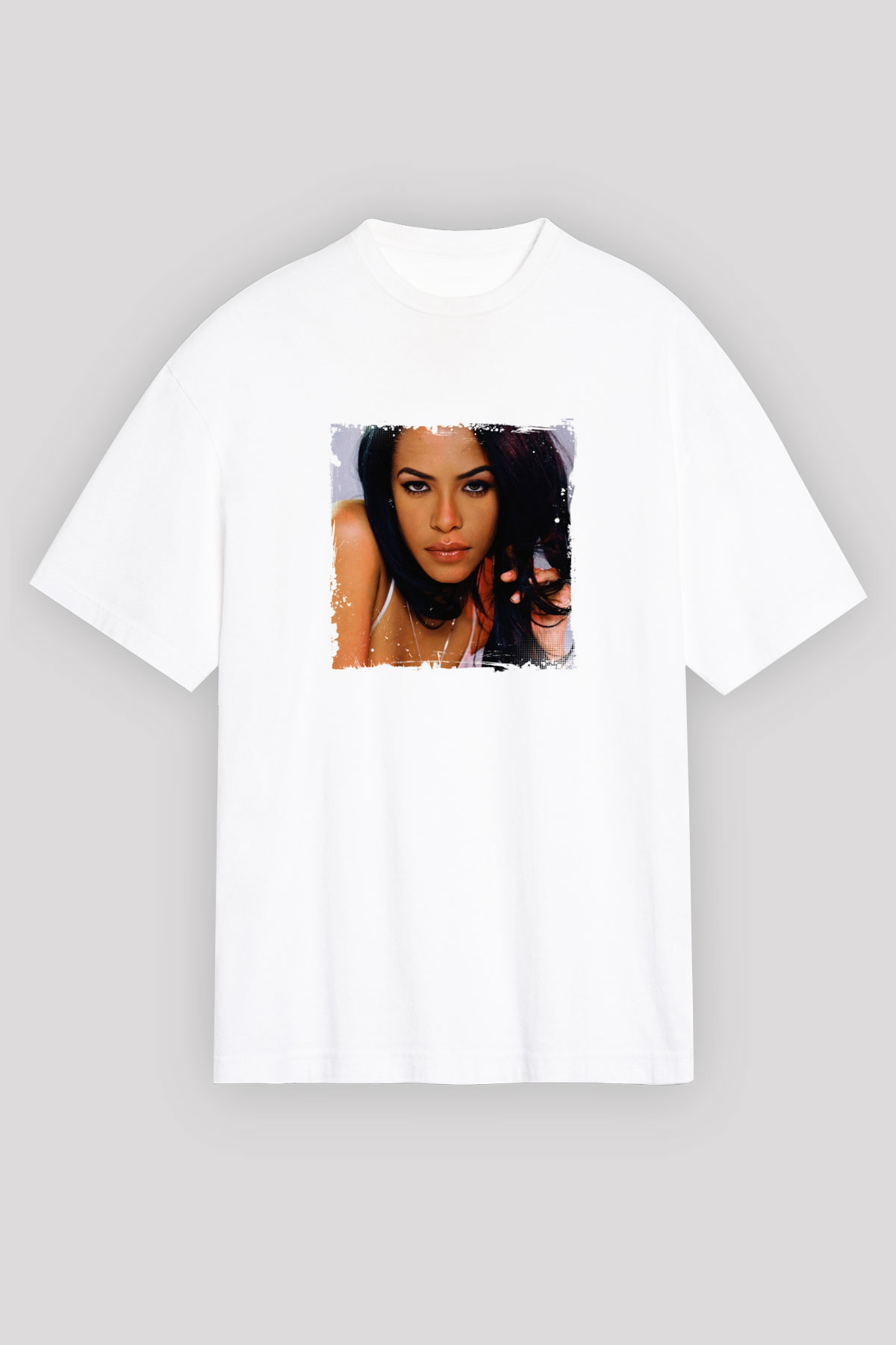Aaliyah Baskılı Unisex Beyaz Tişört