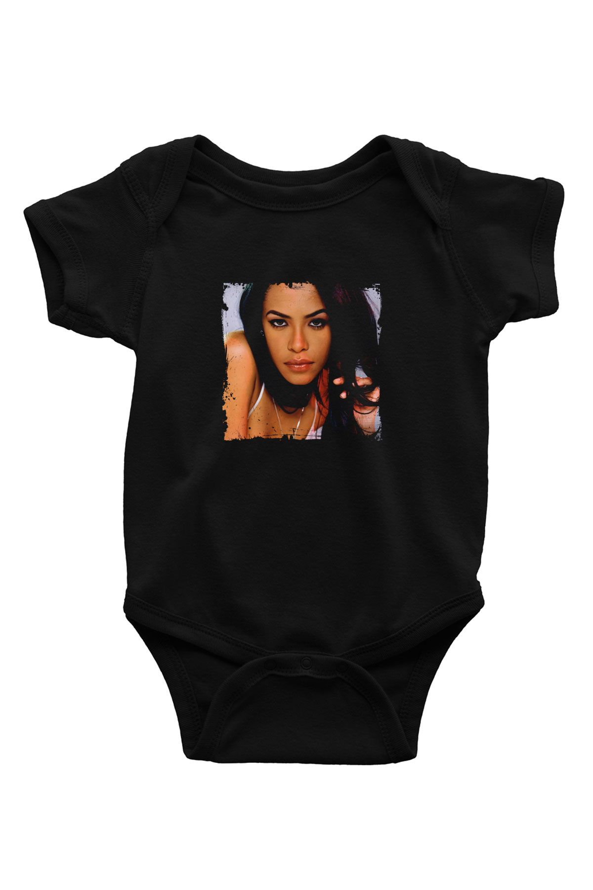 Aaliyah Baskılı Unisex Siyah Bebek Body - Zıbın