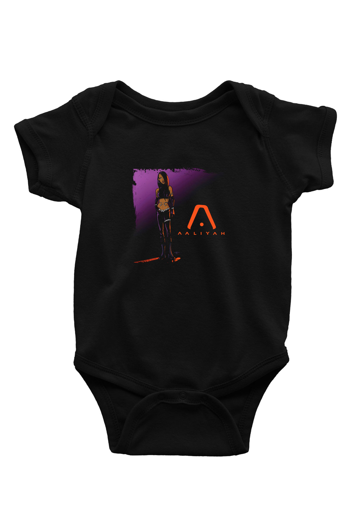 Aaliyah Baskılı Unisex Siyah Bebek Body - Zıbın