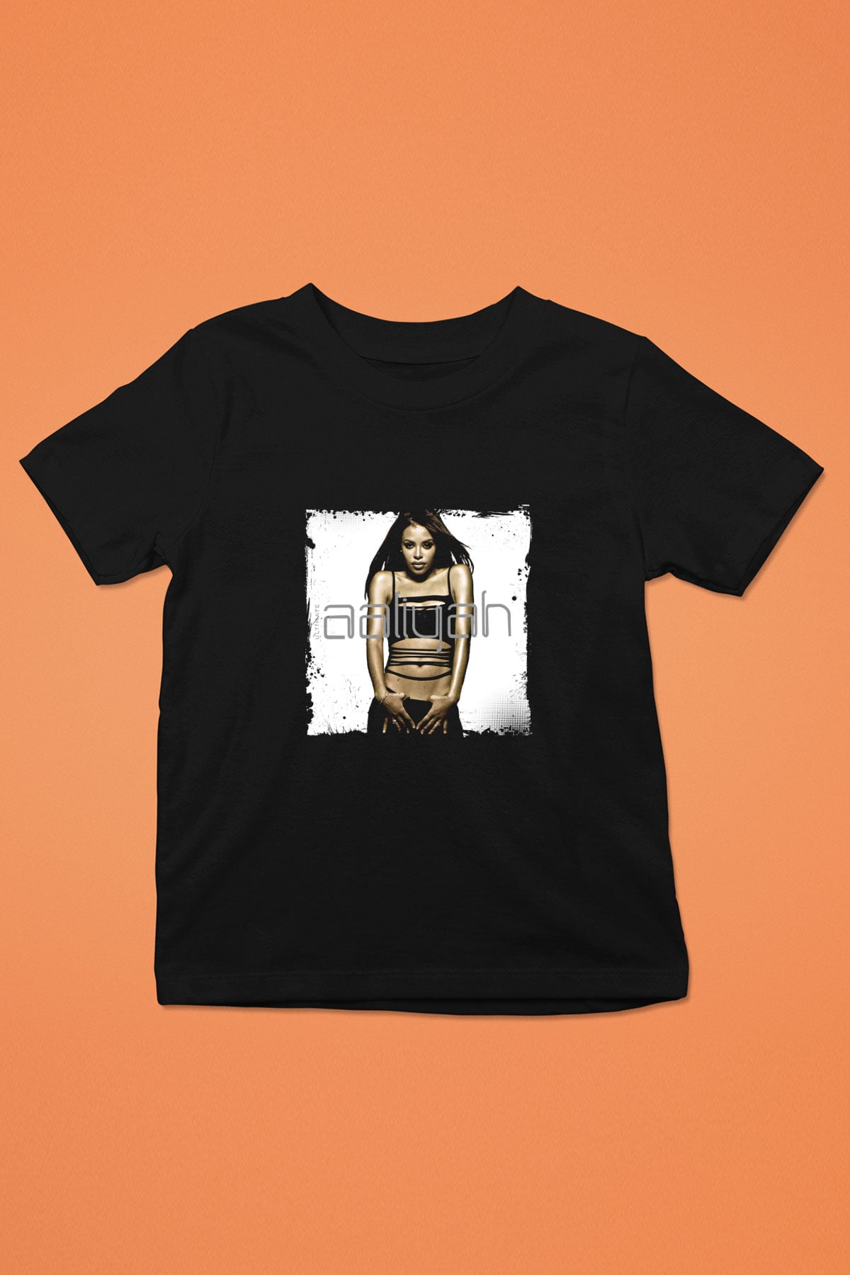 Aaliyah Baskılı Unisex Siyah Çocuk Tişört