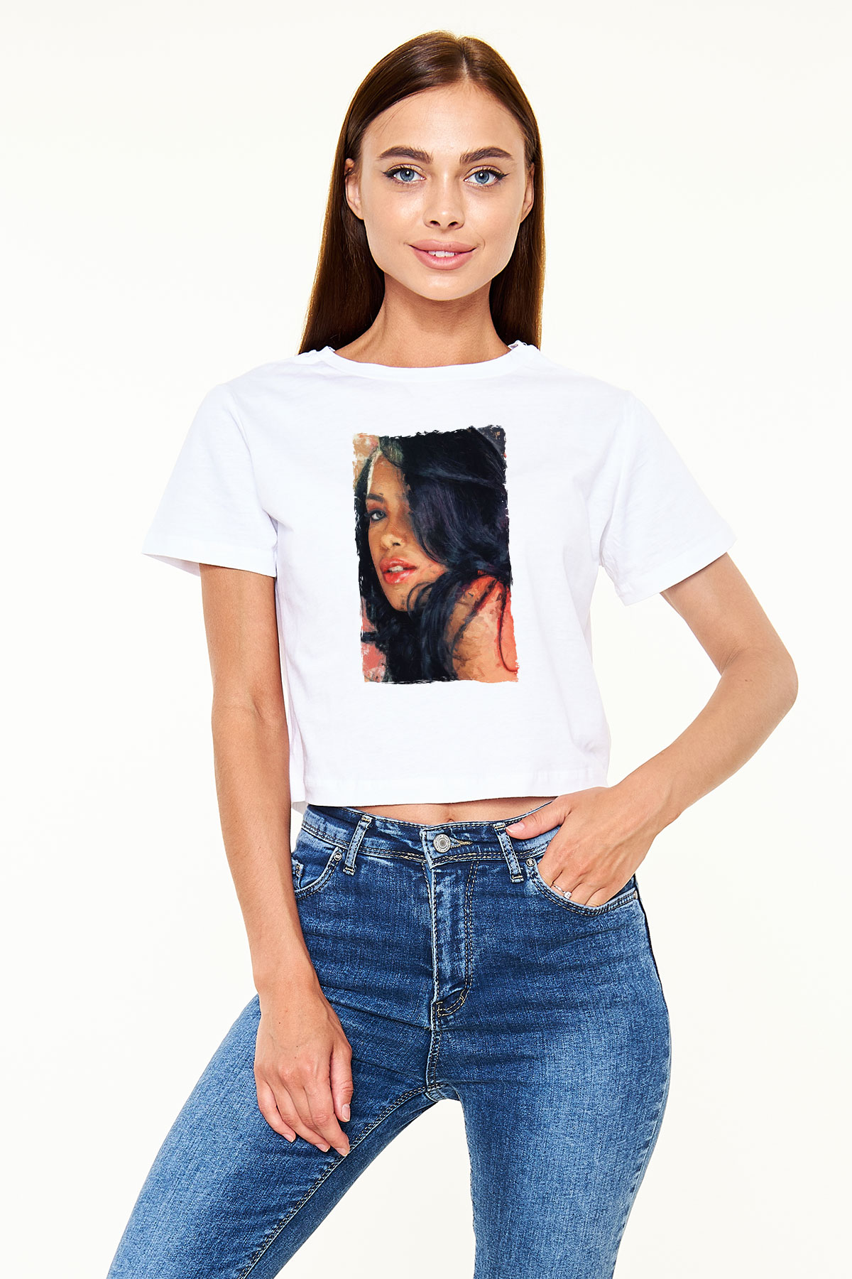 Aaliyah Beyaz  Crop Top Tişört