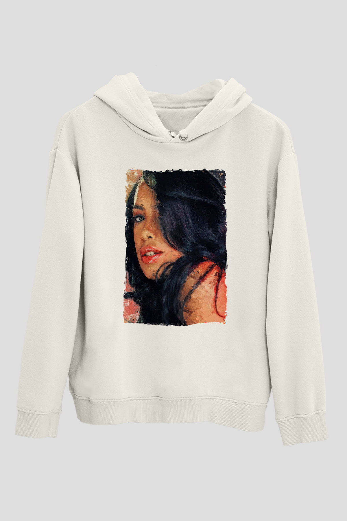 Aaliyah Beyaz Unisex Kapüşonlu Sweatshirt