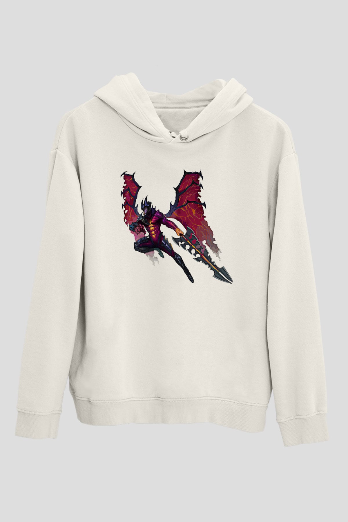 Aatrox James Baskılı Beyaz Unisex Kapüşonlu Sweatshirt
