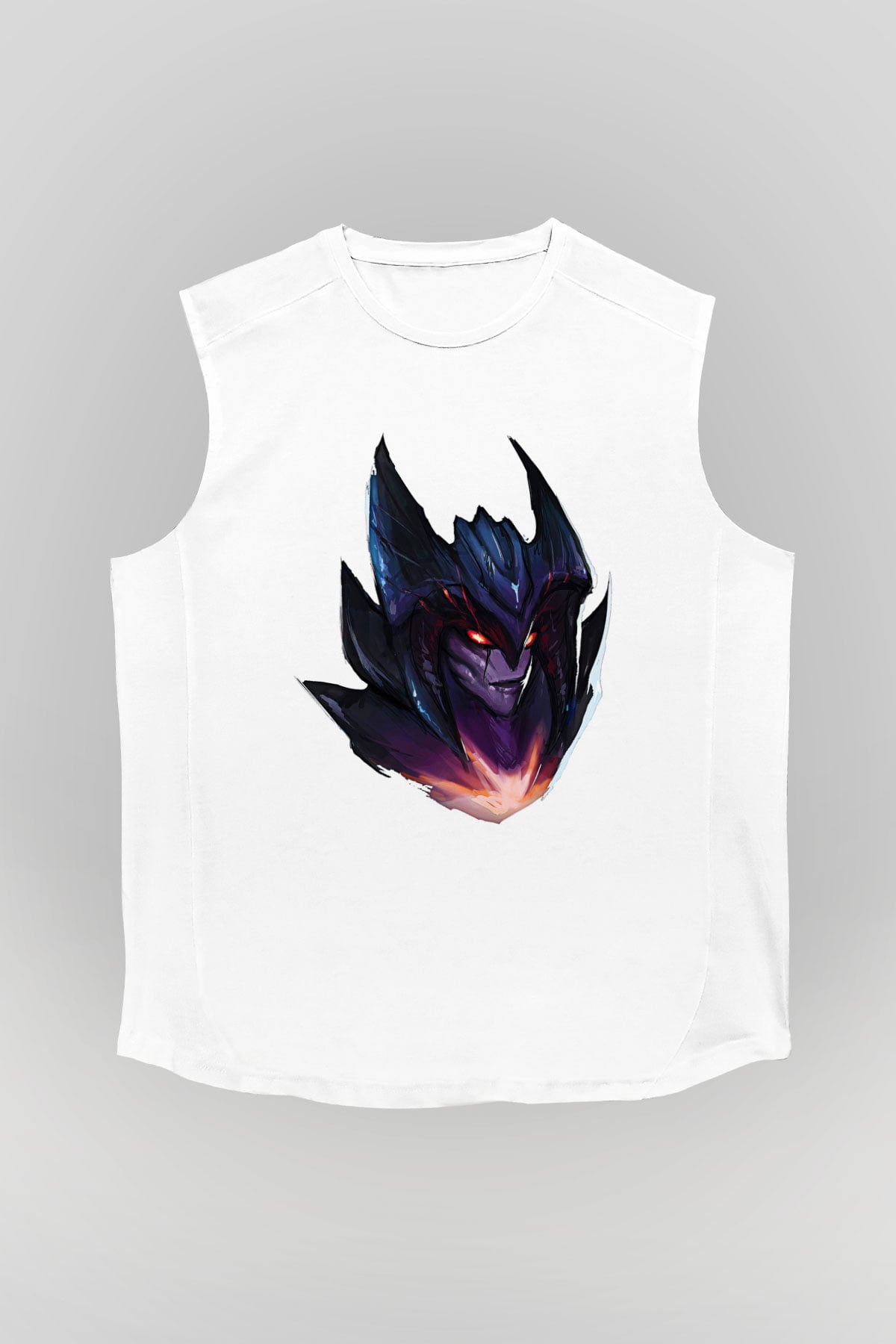 Aatrox James Baskılı Beyaz Unisex Kolsuz Tişört - Tshirt