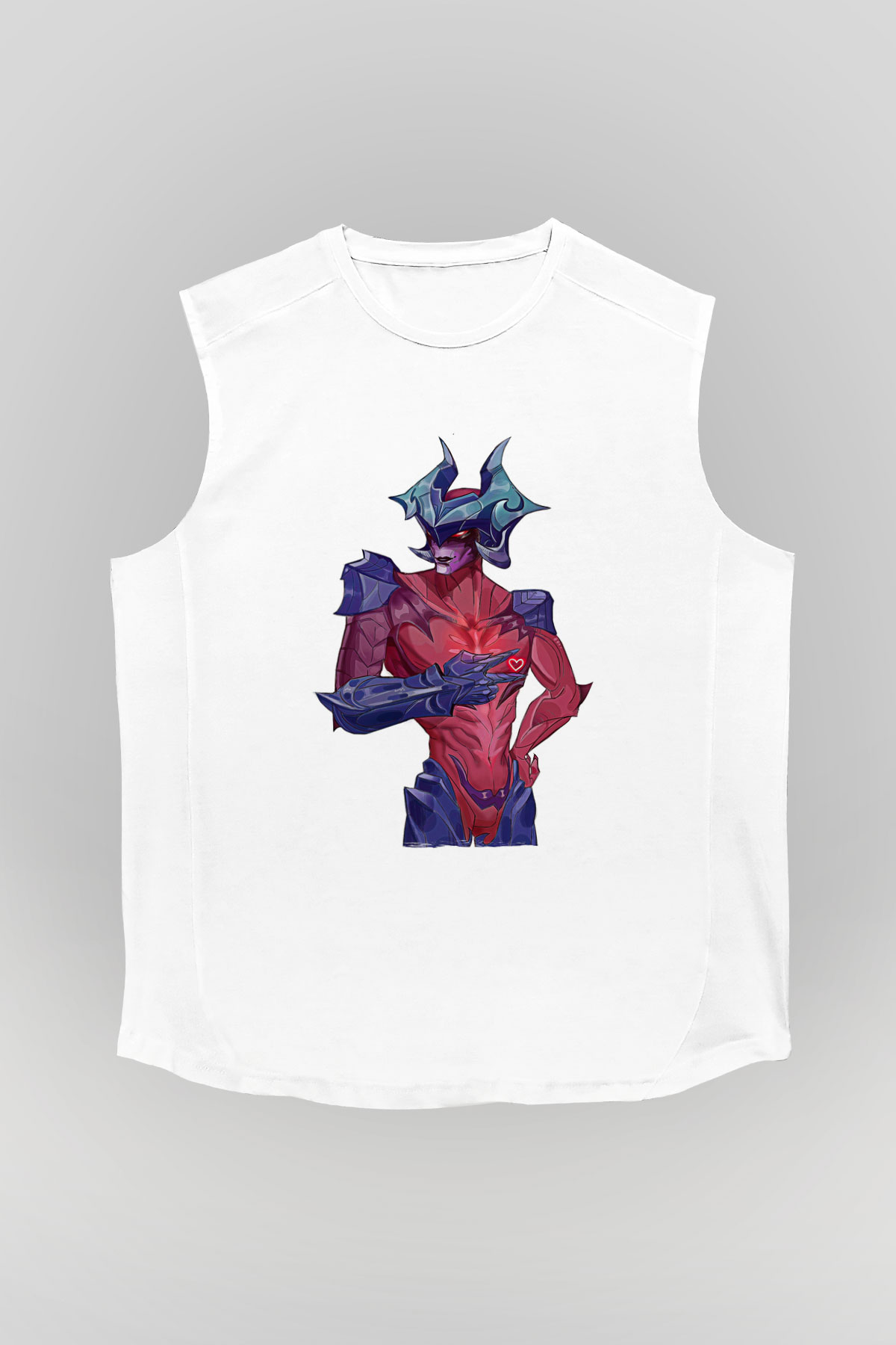 Aatrox James Baskılı Beyaz Unisex Kolsuz Tişört - Tshirt