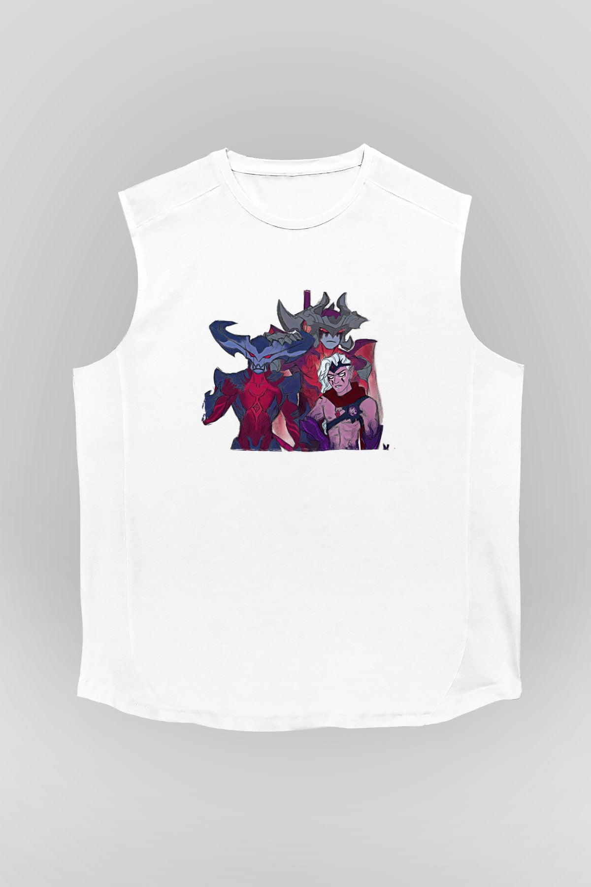 Aatrox James Baskılı Beyaz Unisex Kolsuz Tişört - Tshirt