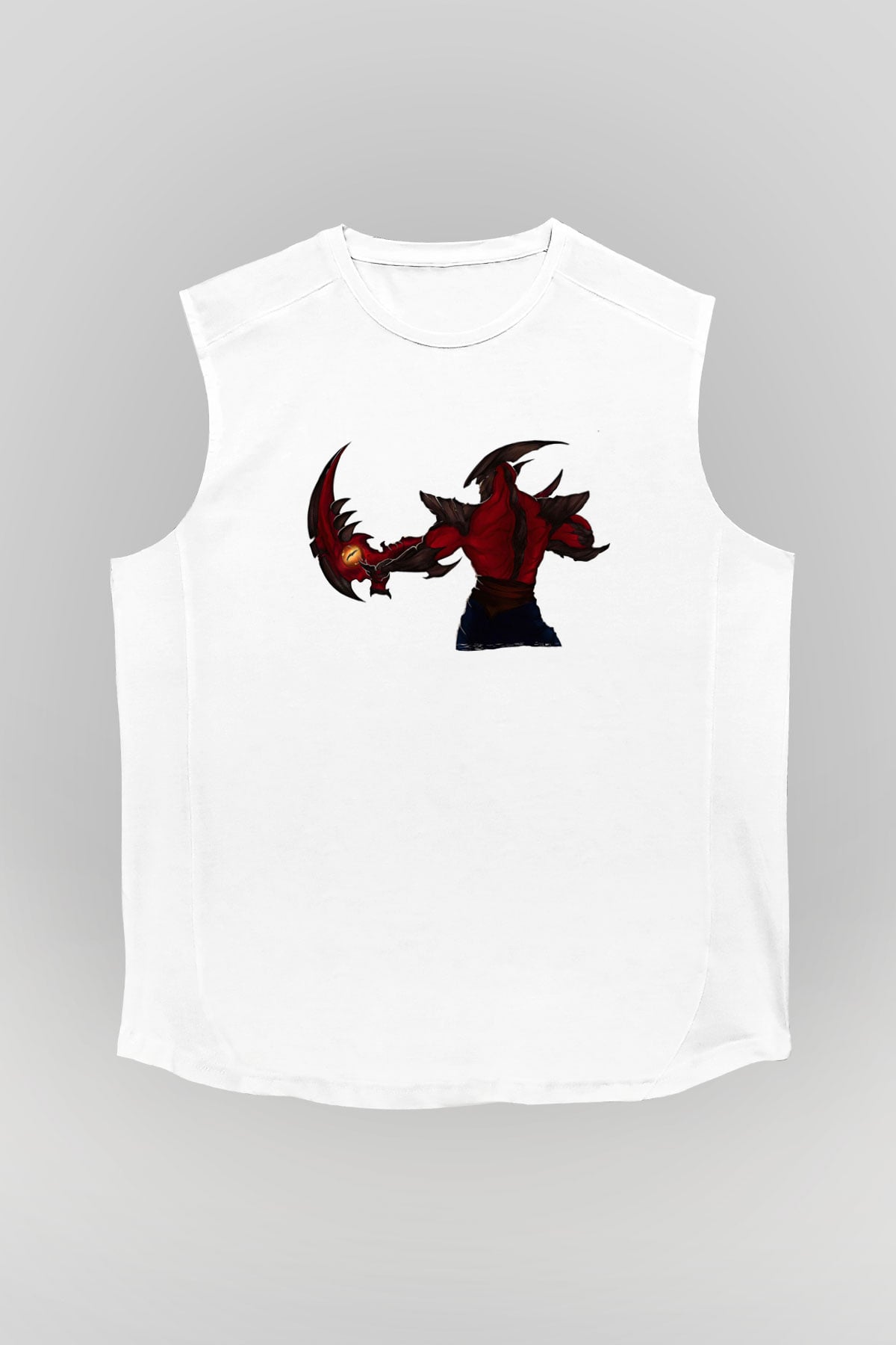 Aatrox James Baskılı Beyaz Unisex Kolsuz Tişört - Tshirt
