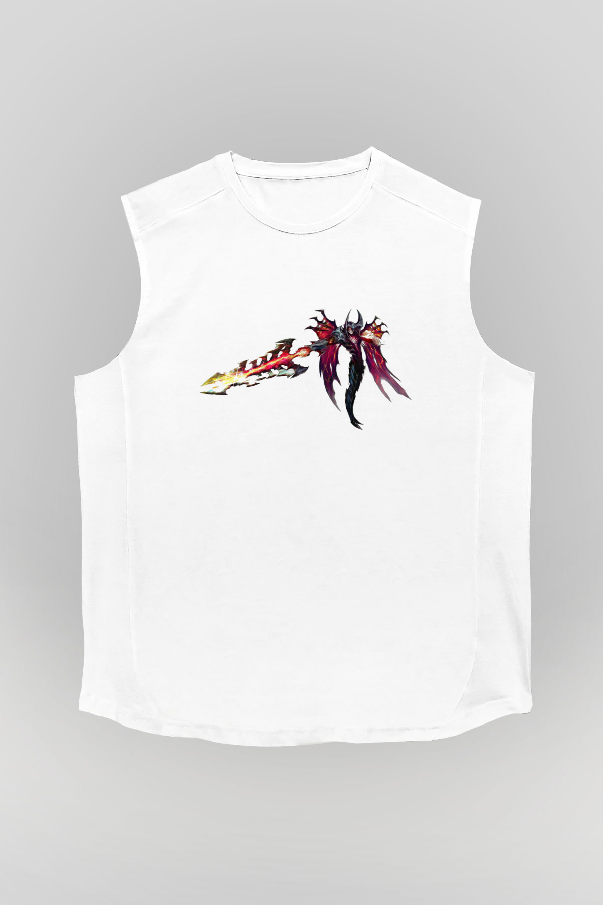 Aatrox James Baskılı Beyaz Unisex Kolsuz Tişört - Tshirt