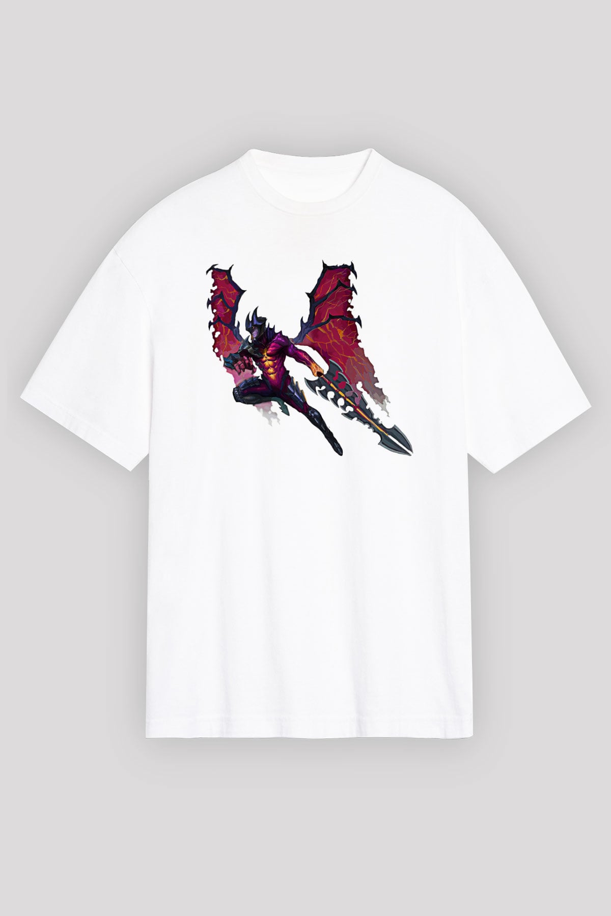 Aatrox James Baskılı Beyaz Unisex Oversize Tişört - Tshirt