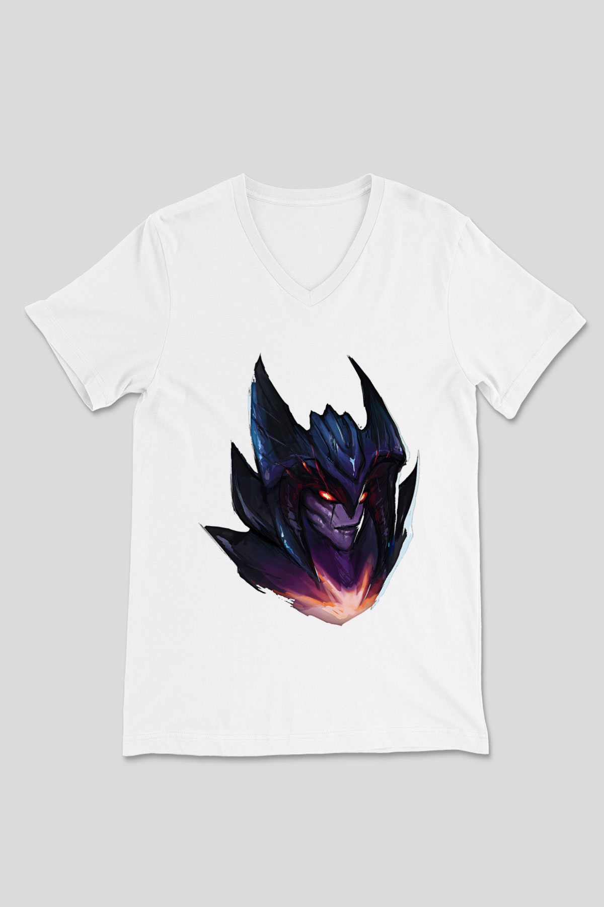 Aatrox James Baskılı Beyaz Unisex V Yaka Tişört - Tshirt