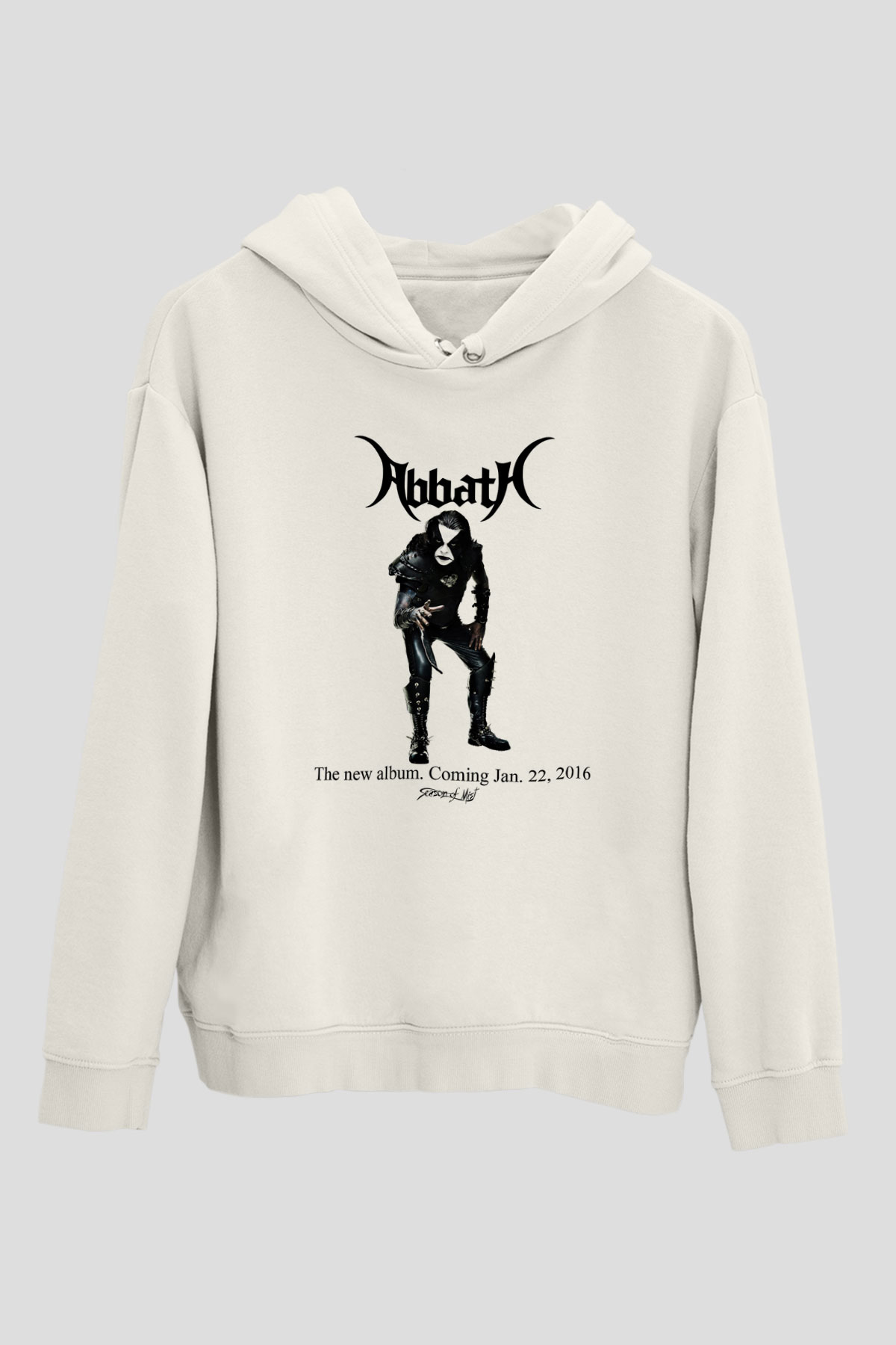 Abbath Baskılı Unisex Beyaz Hoodie