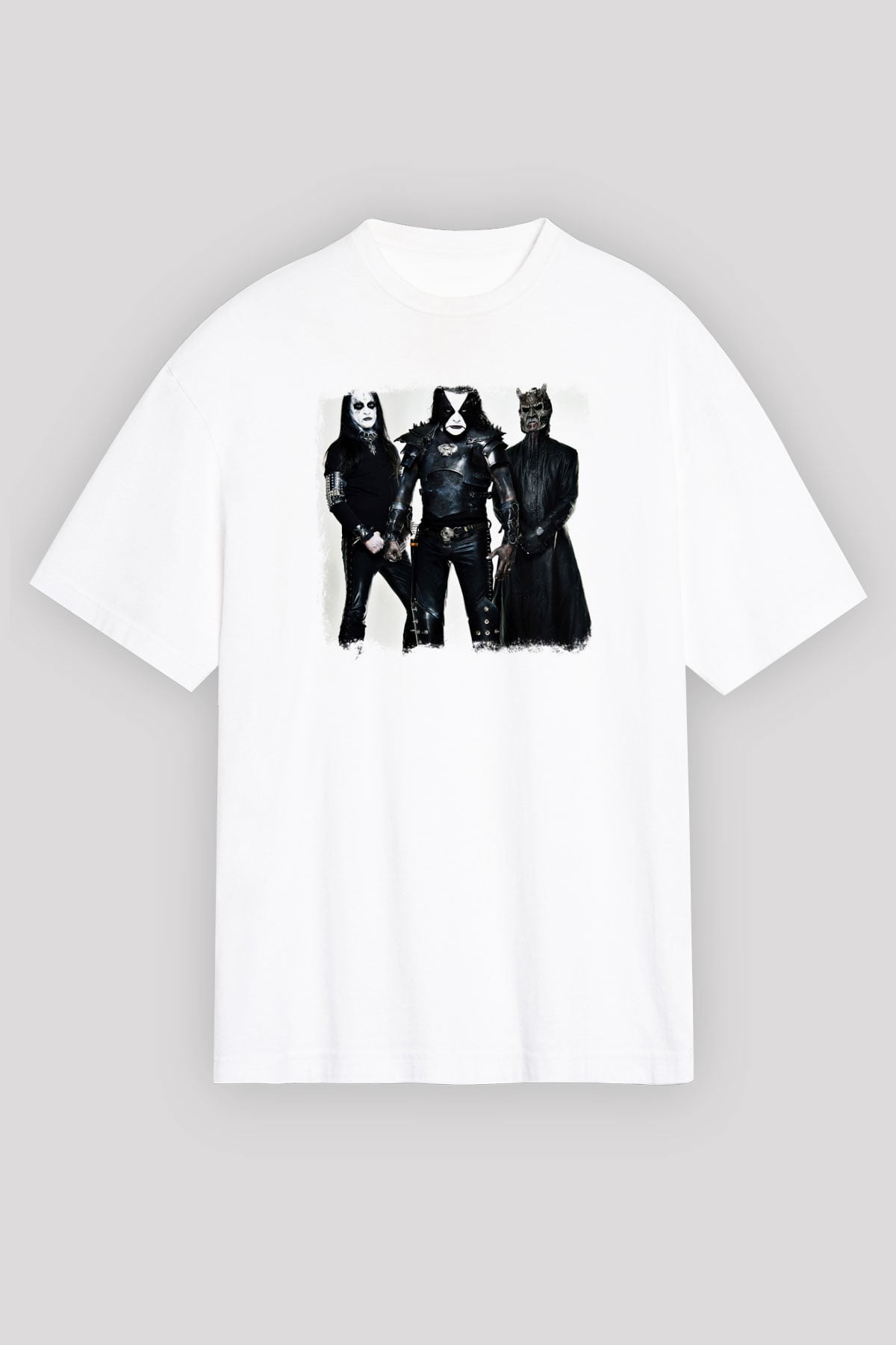 Abbath Baskılı Unisex Beyaz Oversize Tişört