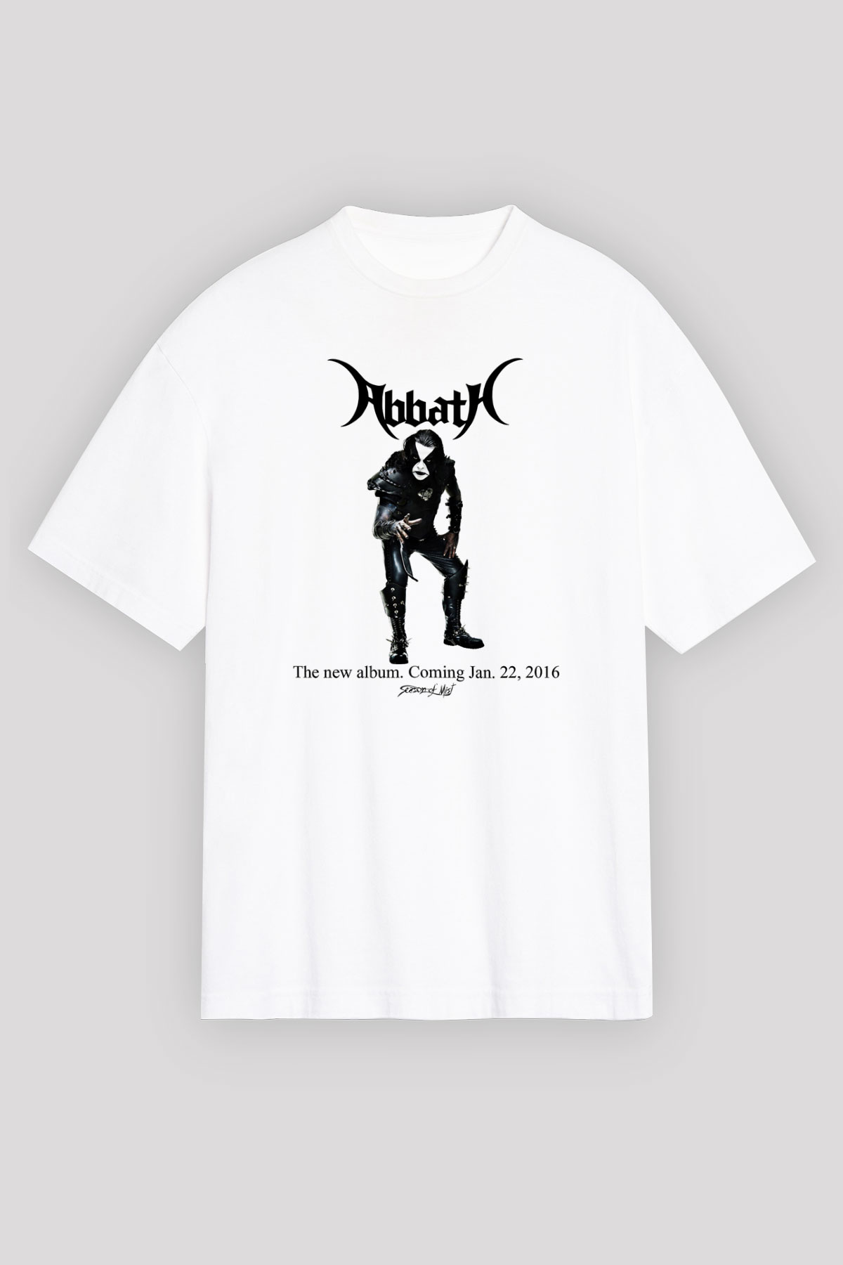 Abbath Baskılı Unisex Beyaz Oversize Tişört