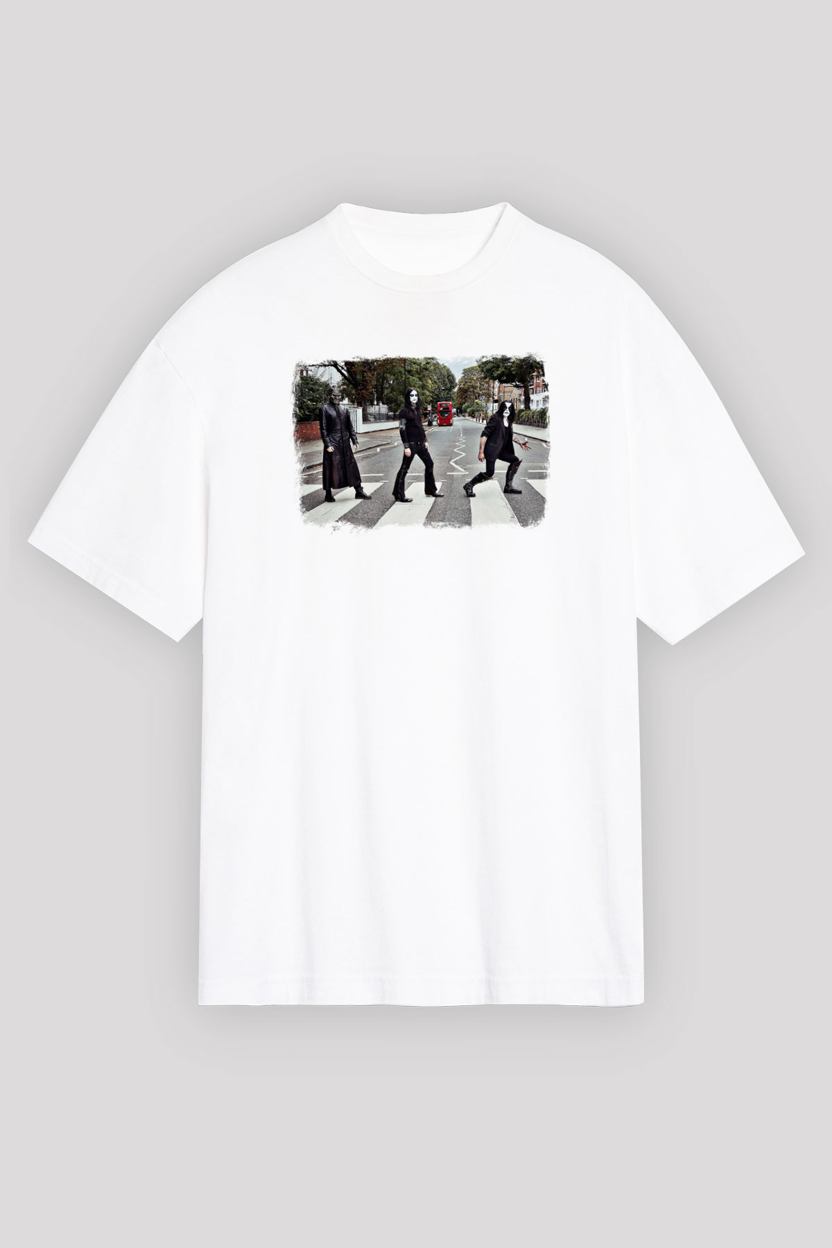 Abbath Baskılı Unisex Beyaz Oversize Tişört