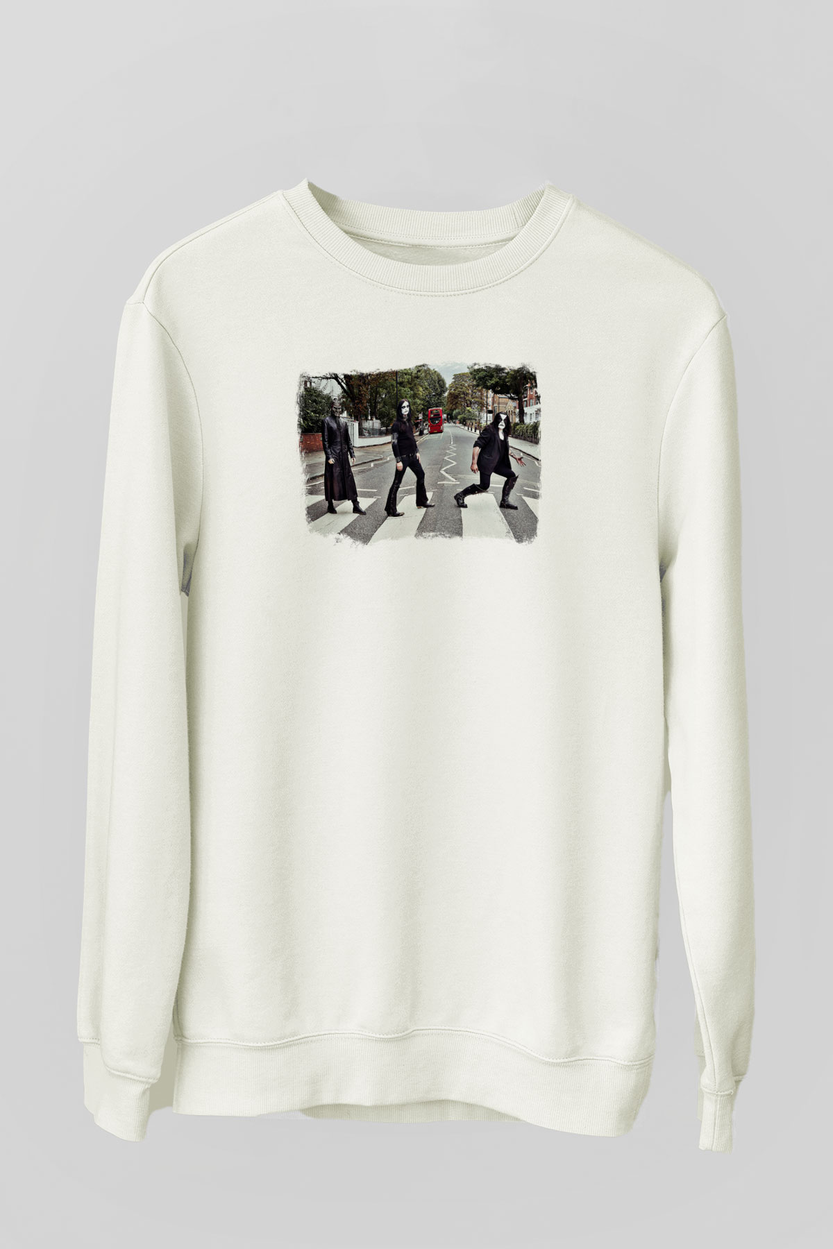 Abbath Baskılı Unisex Beyaz Sweatshirt