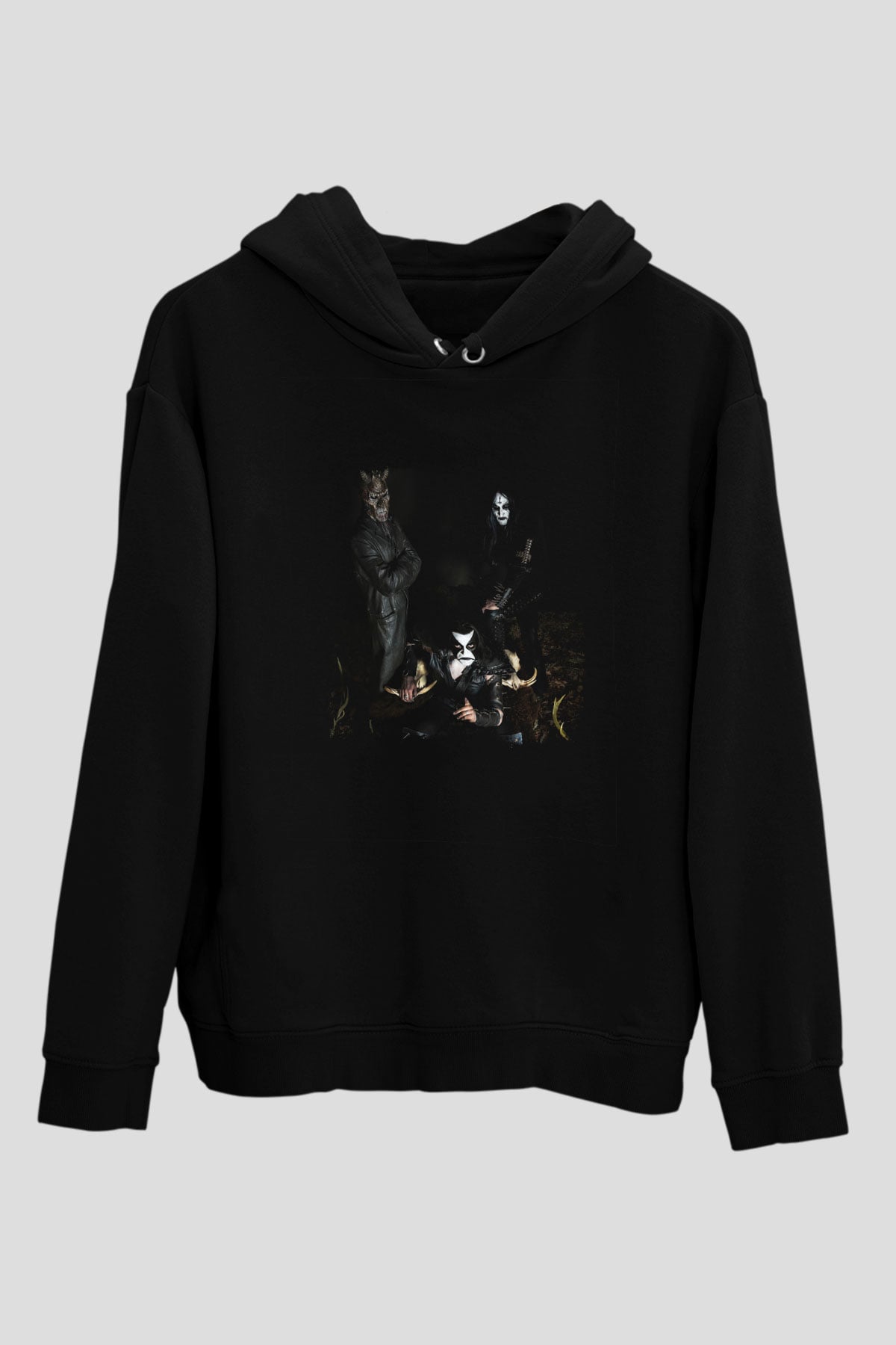 Abbath Baskılı Unisex Siyah Hoodie