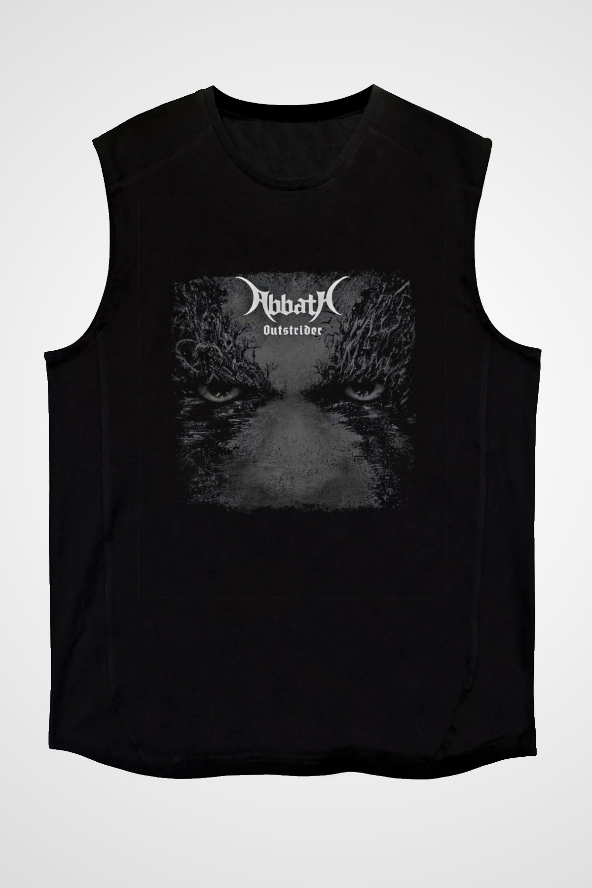 Abbath Baskılı Unisex Siyah Kolsuz Tişört