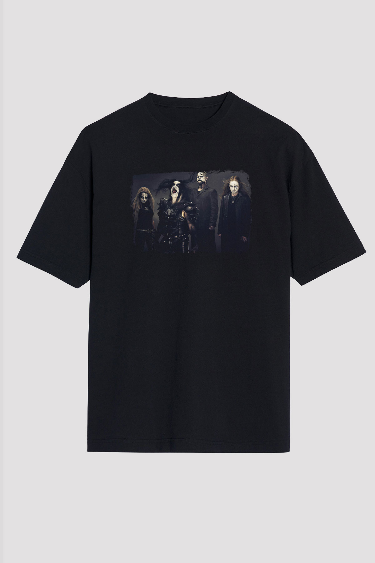 Abbath Baskılı Unisex Siyah Oversize Tişört