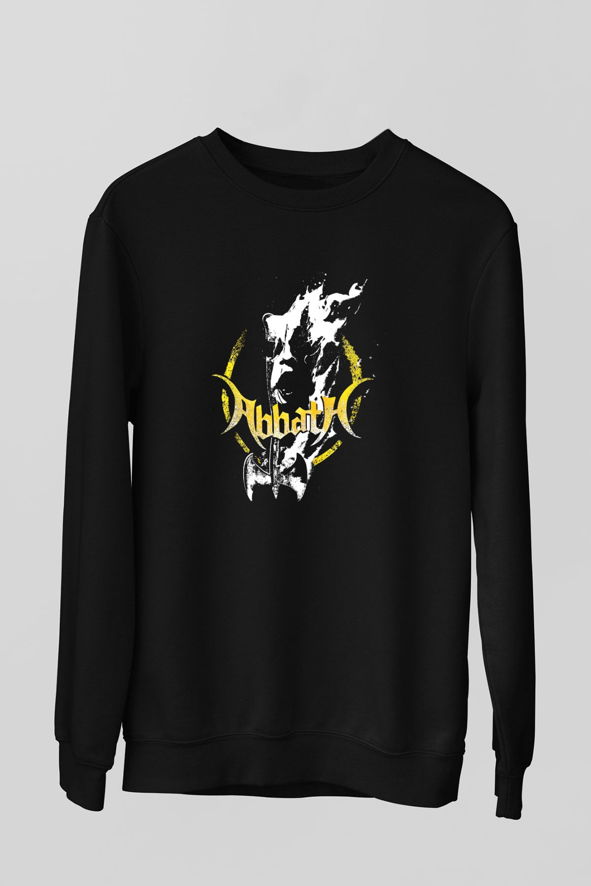 Abbath Baskılı Unisex Siyah Sweatshirt