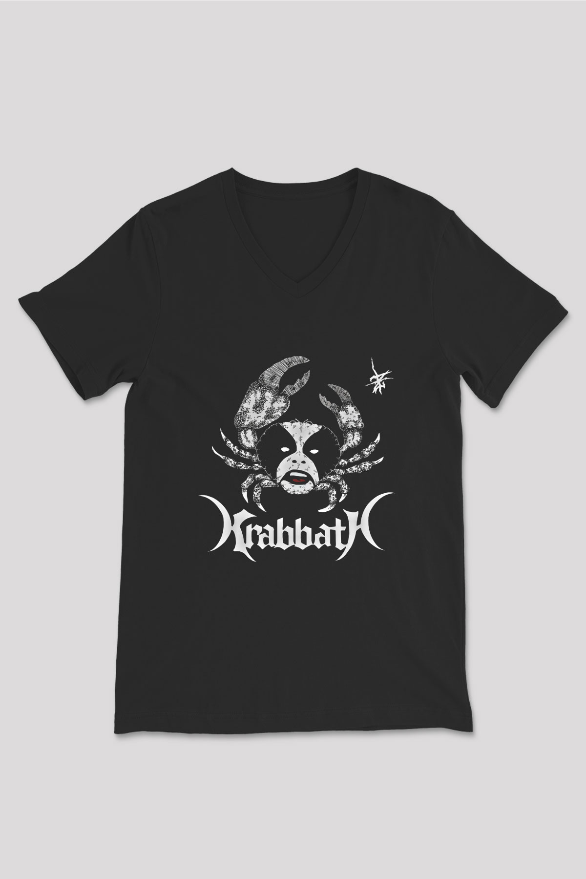 Abbath Baskılı Unisex Siyah V Yaka Tişört