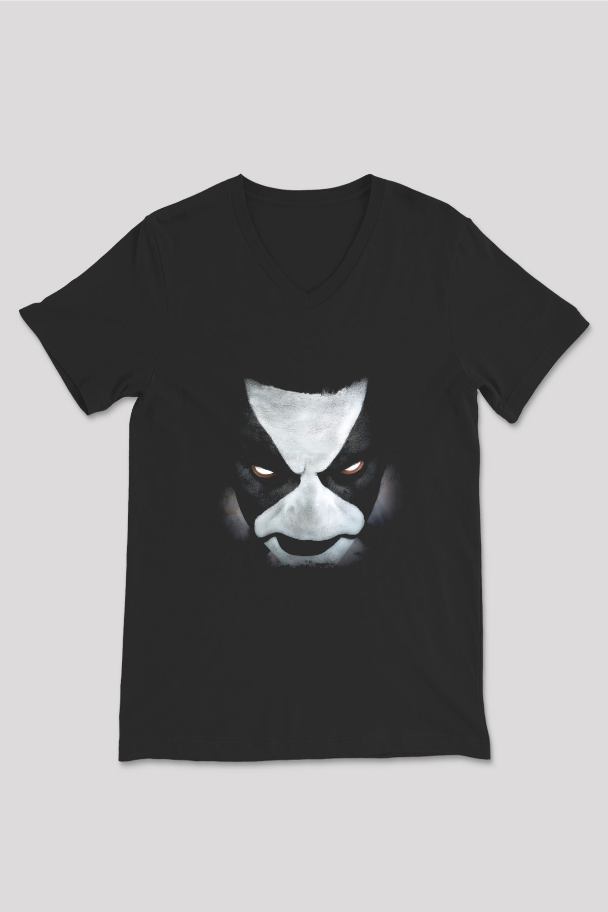 Abbath Baskılı Unisex Siyah V Yaka Tişört
