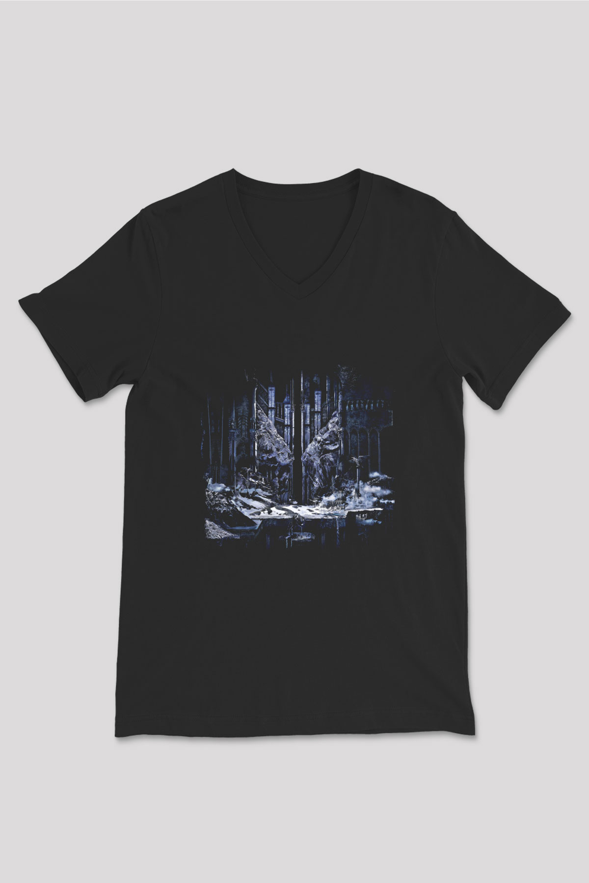 Abbath Baskılı Unisex Siyah V Yaka Tişört