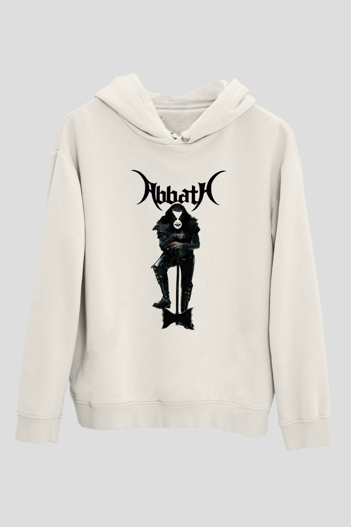 Abbath Beyaz Unisex Kapşonlu Sweatshirt
