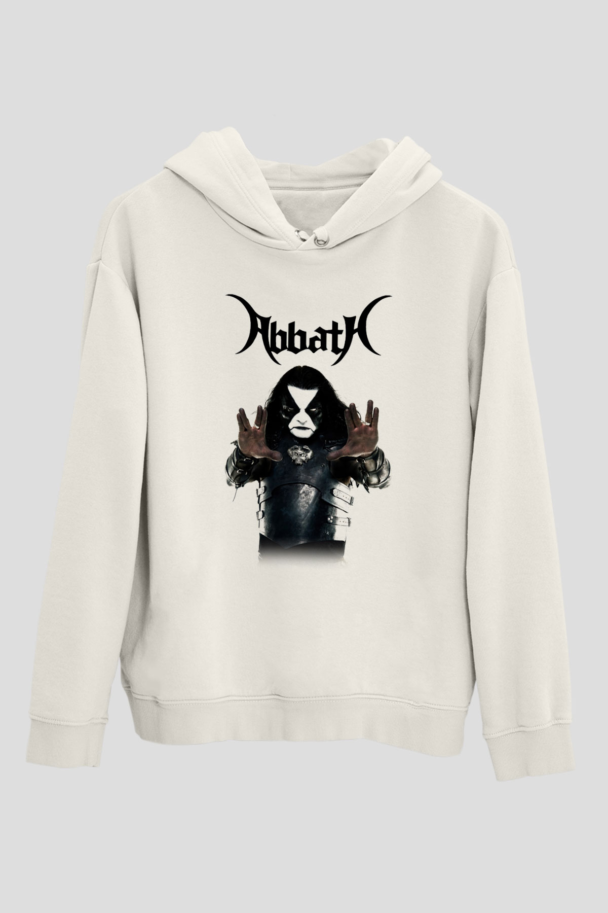 Abbath Beyaz Unisex Kapşonlu Sweatshirt