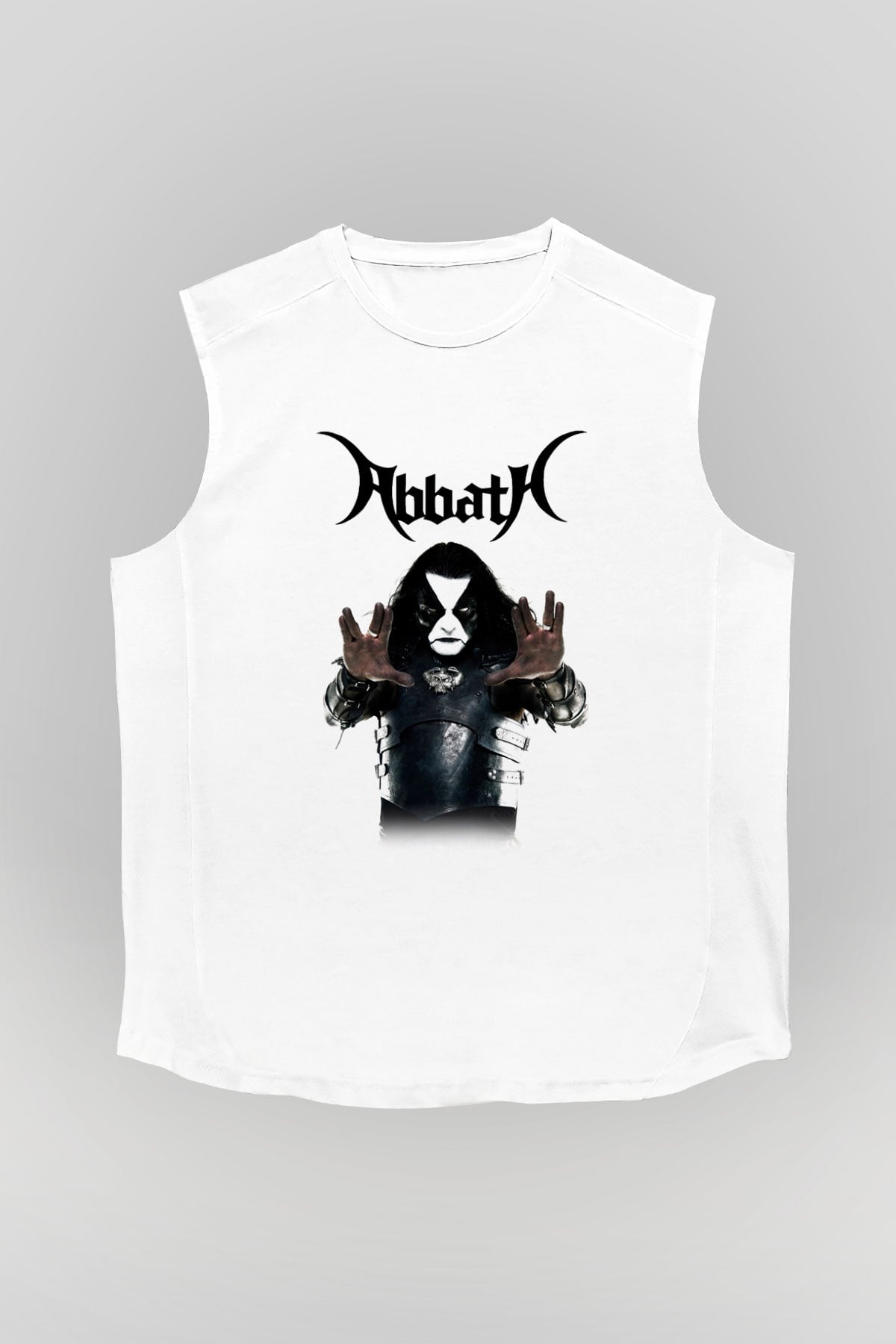 Abbath Beyaz Unisex Kolsuz Tişört