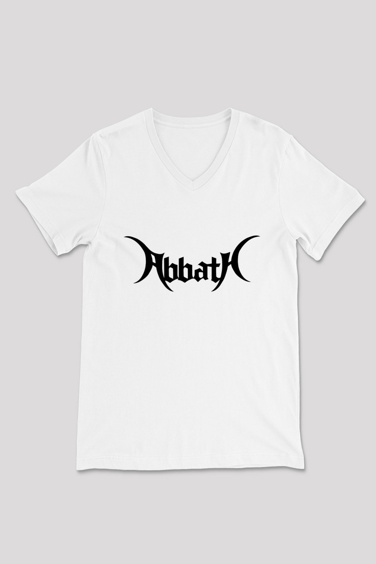 Abbath Beyaz Unisex V Yaka Tişört T-Shirt