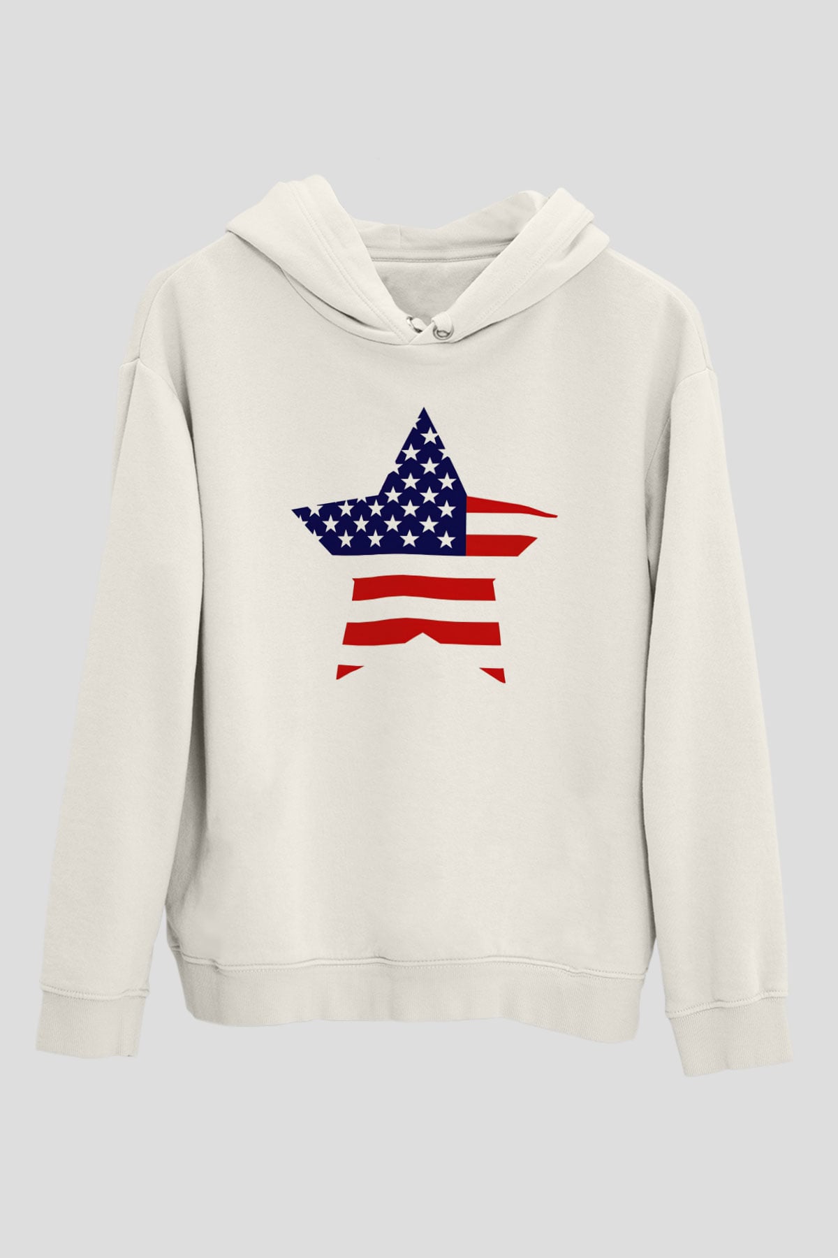 ABD Beyaz Unisex Kapşonlu Sweatshirt