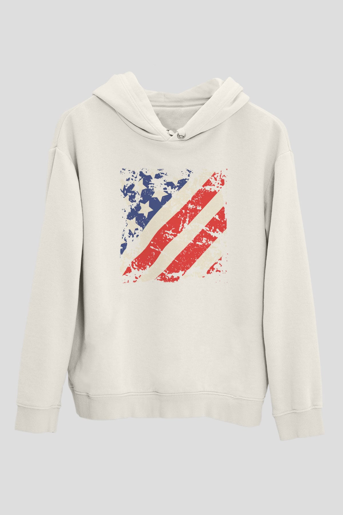 ABD Beyaz Unisex Kapşonlu Sweatshirt