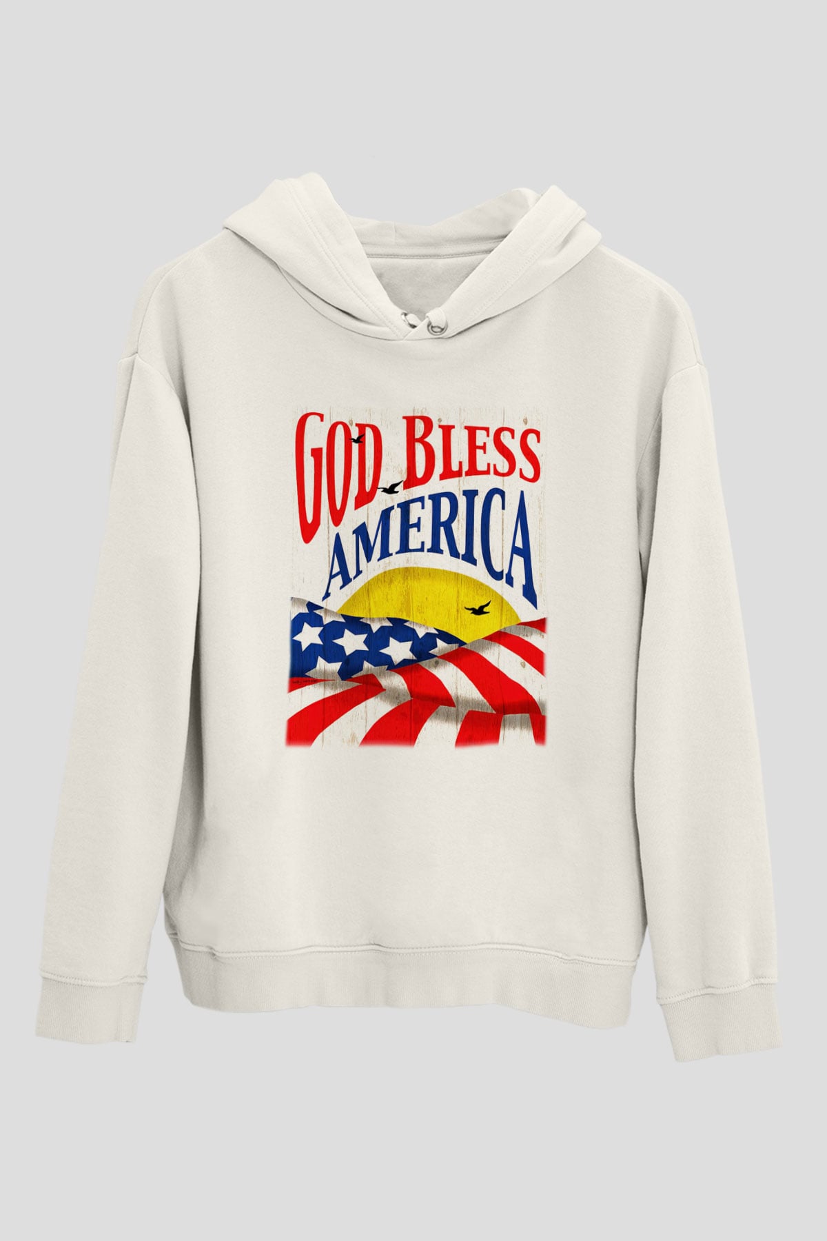 ABD Beyaz Unisex Kapşonlu Sweatshirt