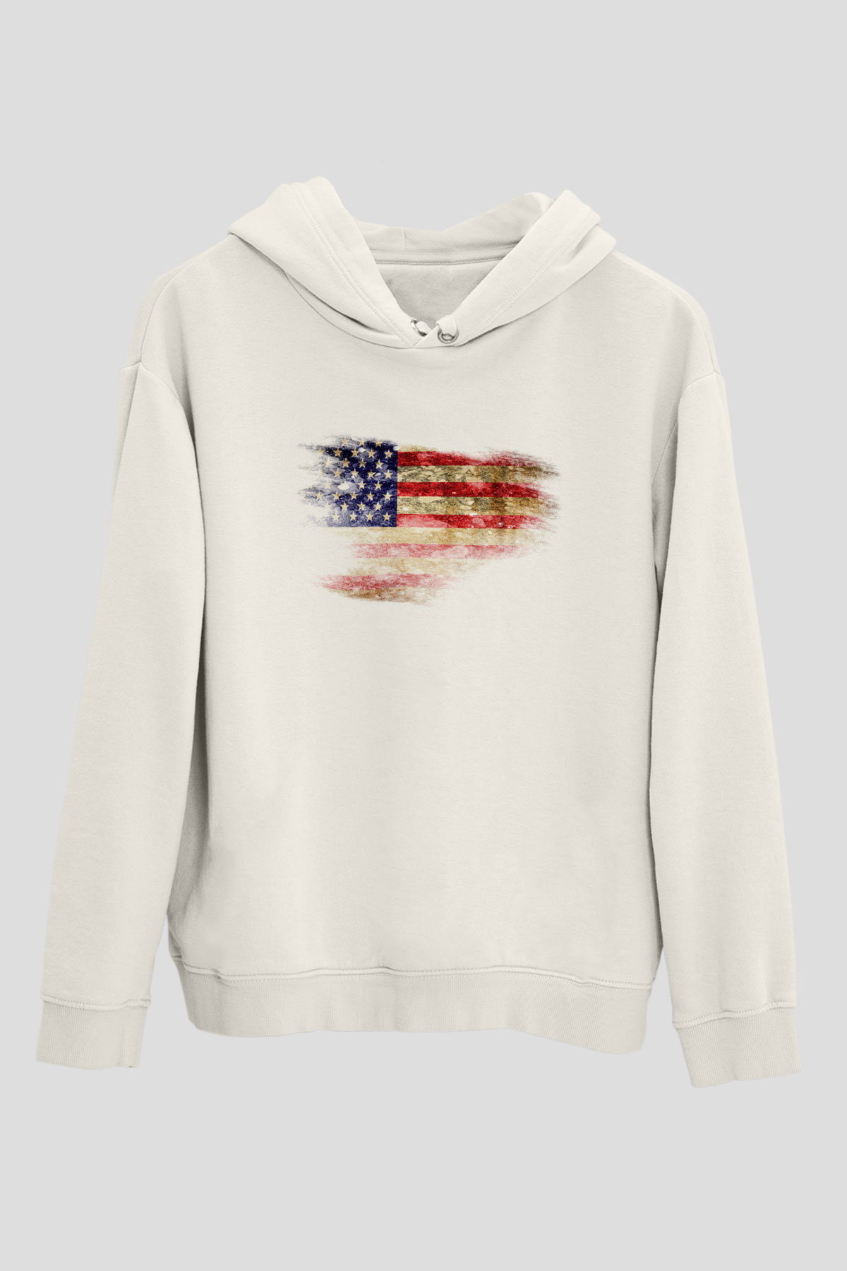 ABD Beyaz Unisex Kapşonlu Sweatshirt