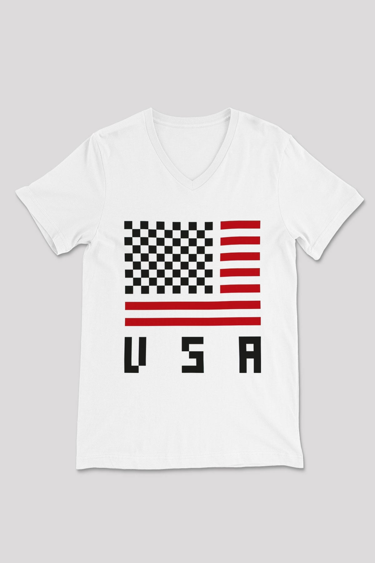 ABD Beyaz Unisex V Yaka Tişört