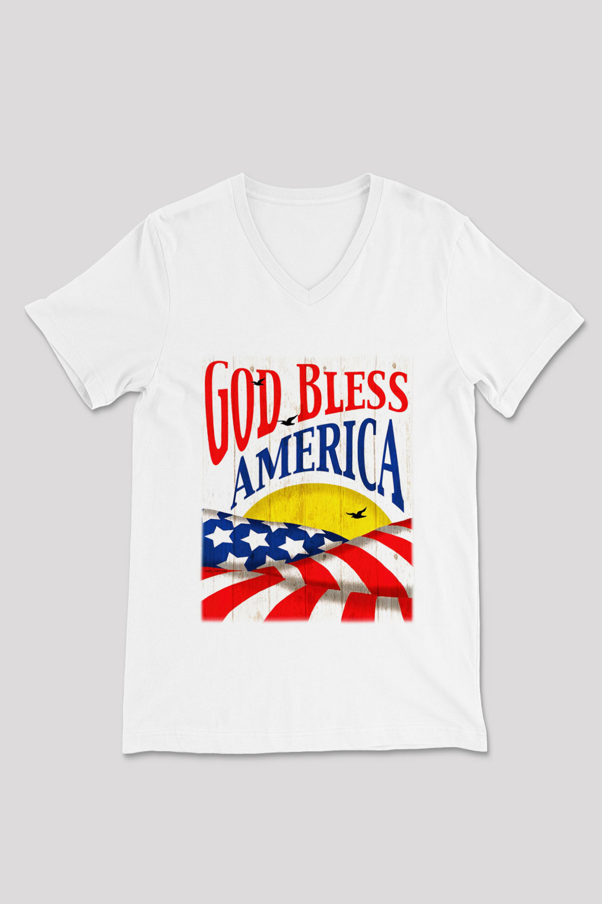 ABD Beyaz Unisex V Yaka Tişört T-Shirt