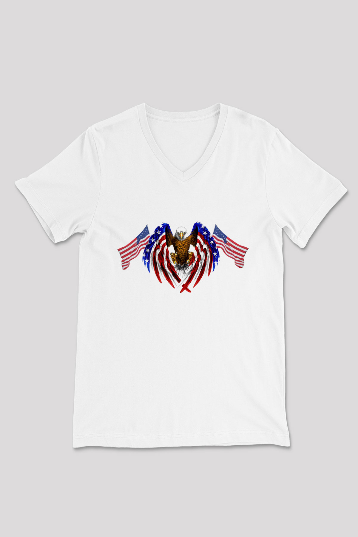 ABD Beyaz Unisex V Yaka Tişört T-Shirt