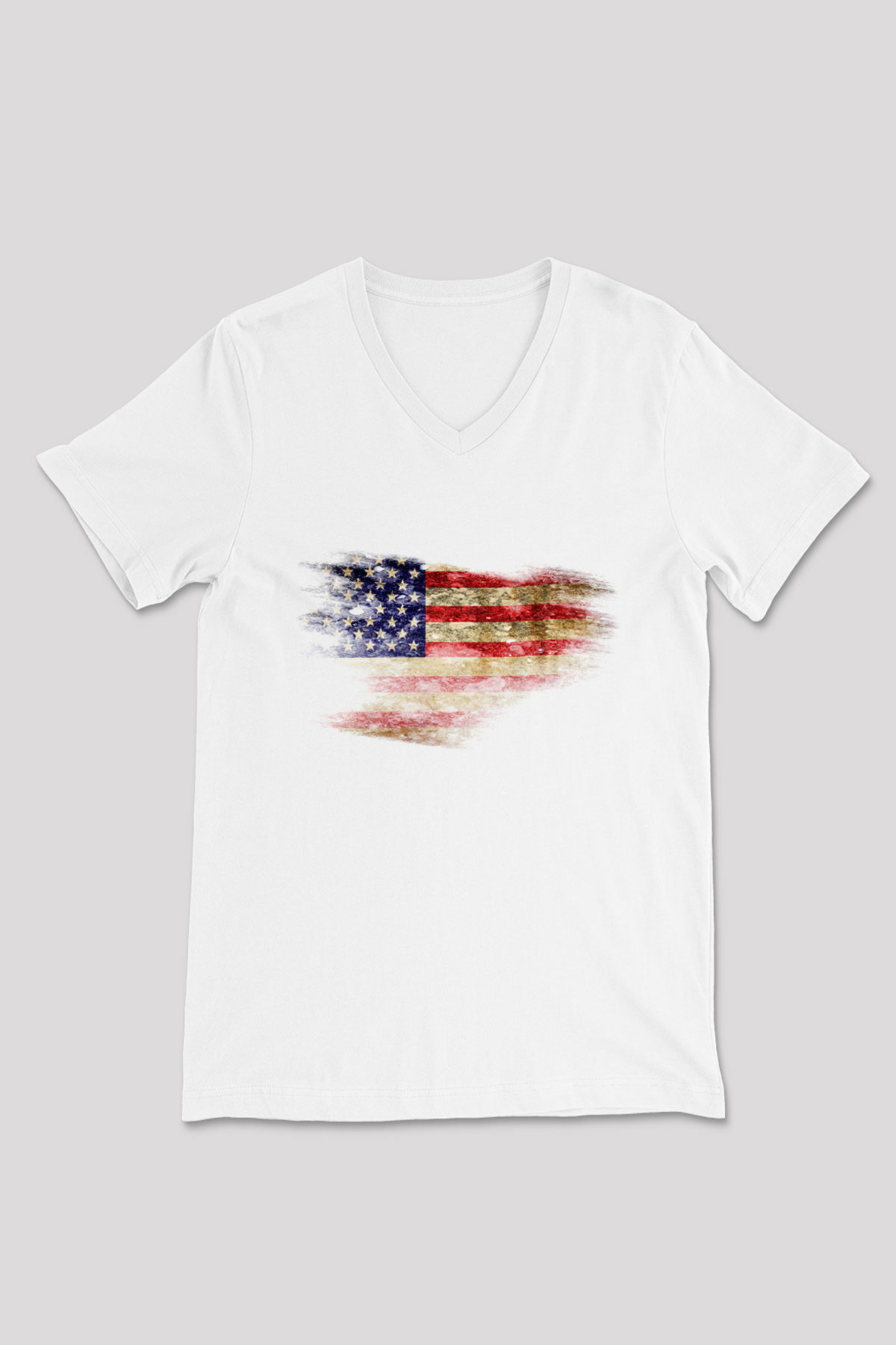 ABD Beyaz Unisex V Yaka Tişört T-Shirt